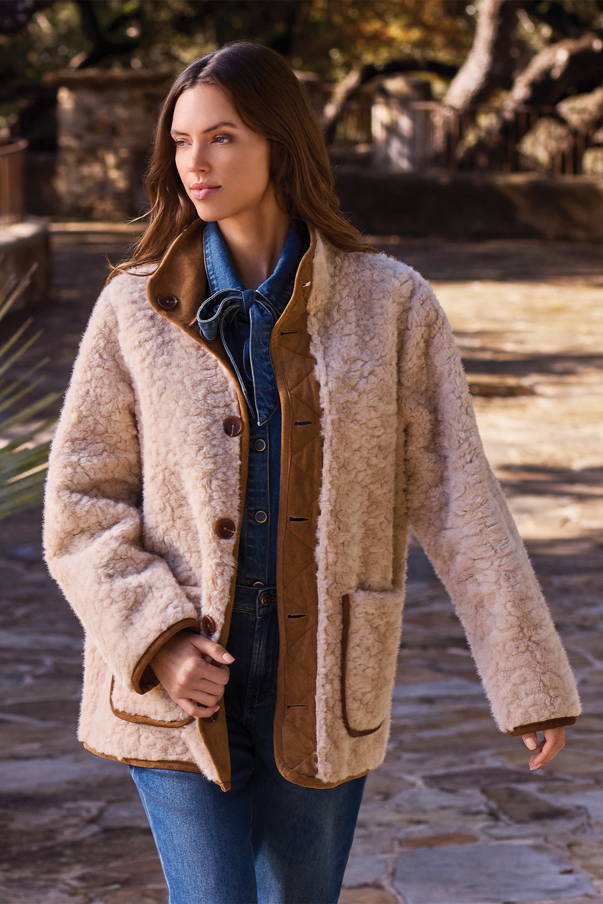 Reversible Faux Suede Fur Coat
