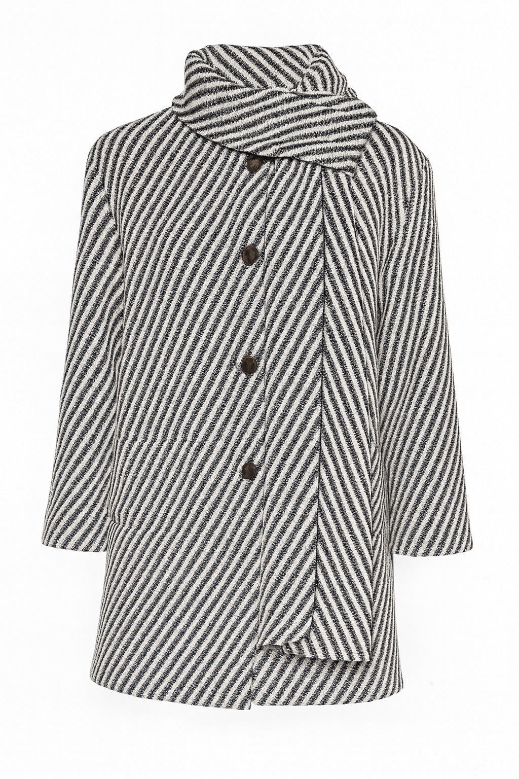 Textured coat with scarf