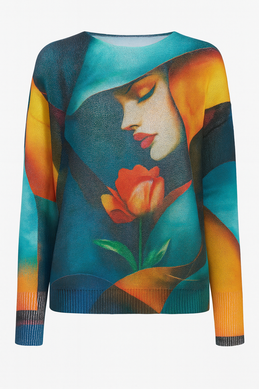 Pull imprimé femme avec fleurs