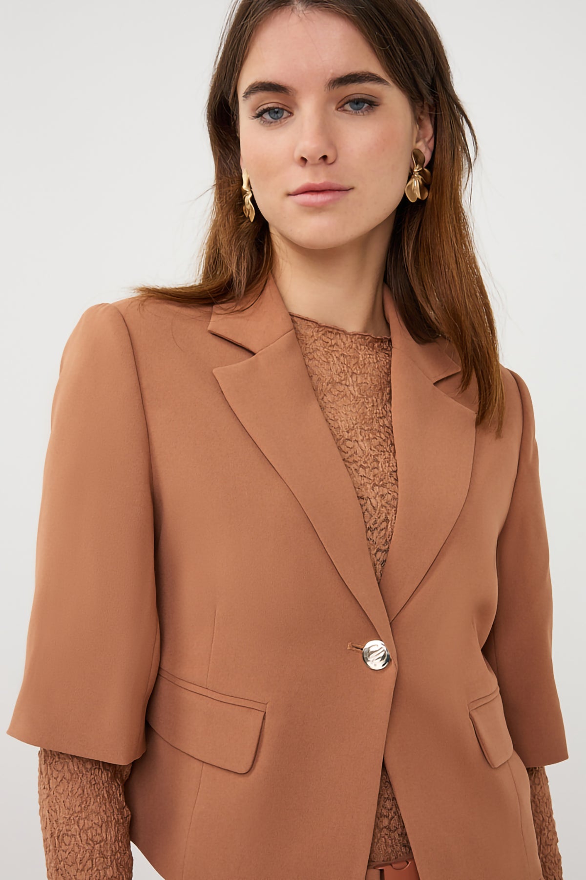 Solid cropped blazer