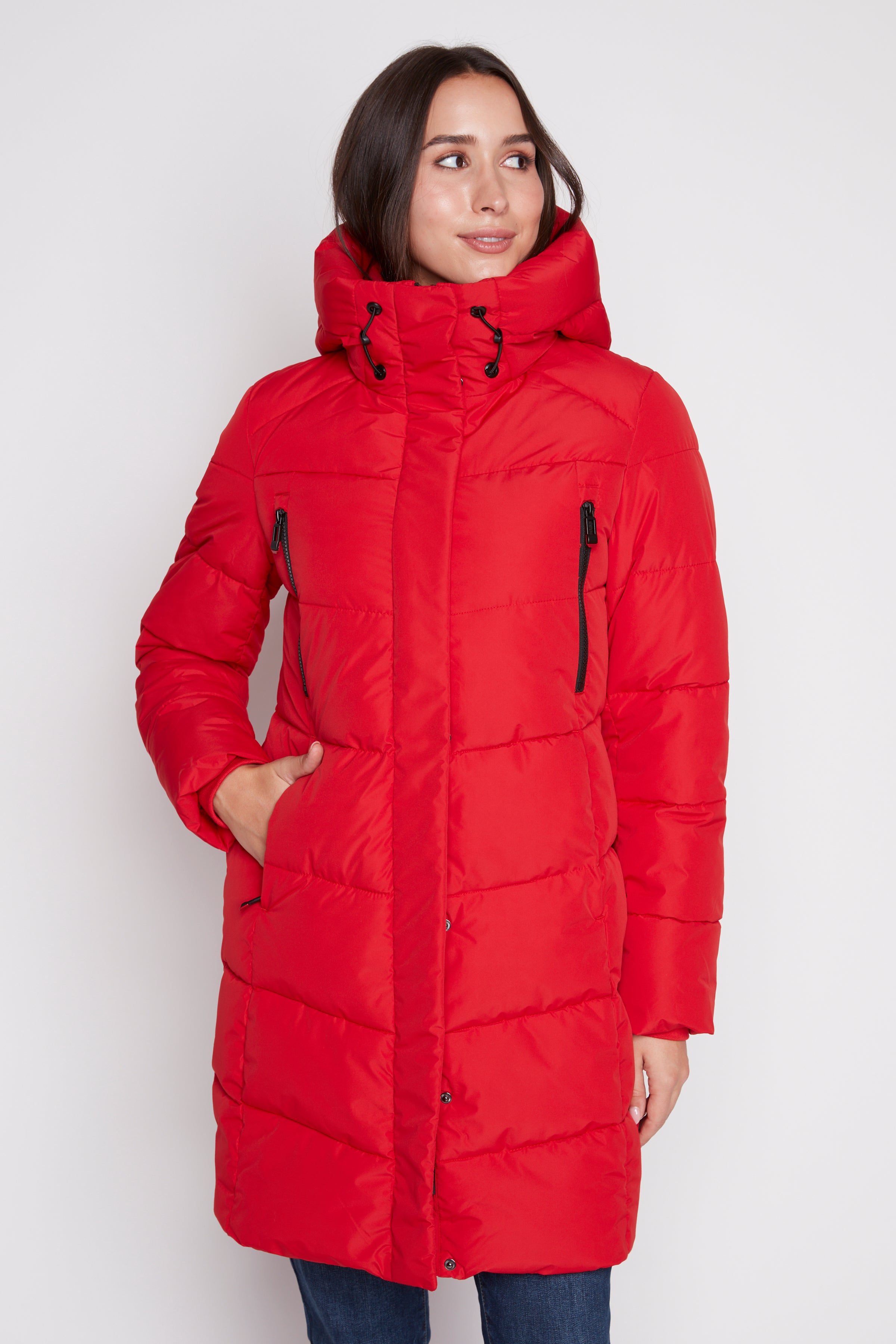 Quilted polyfill jacket with hood