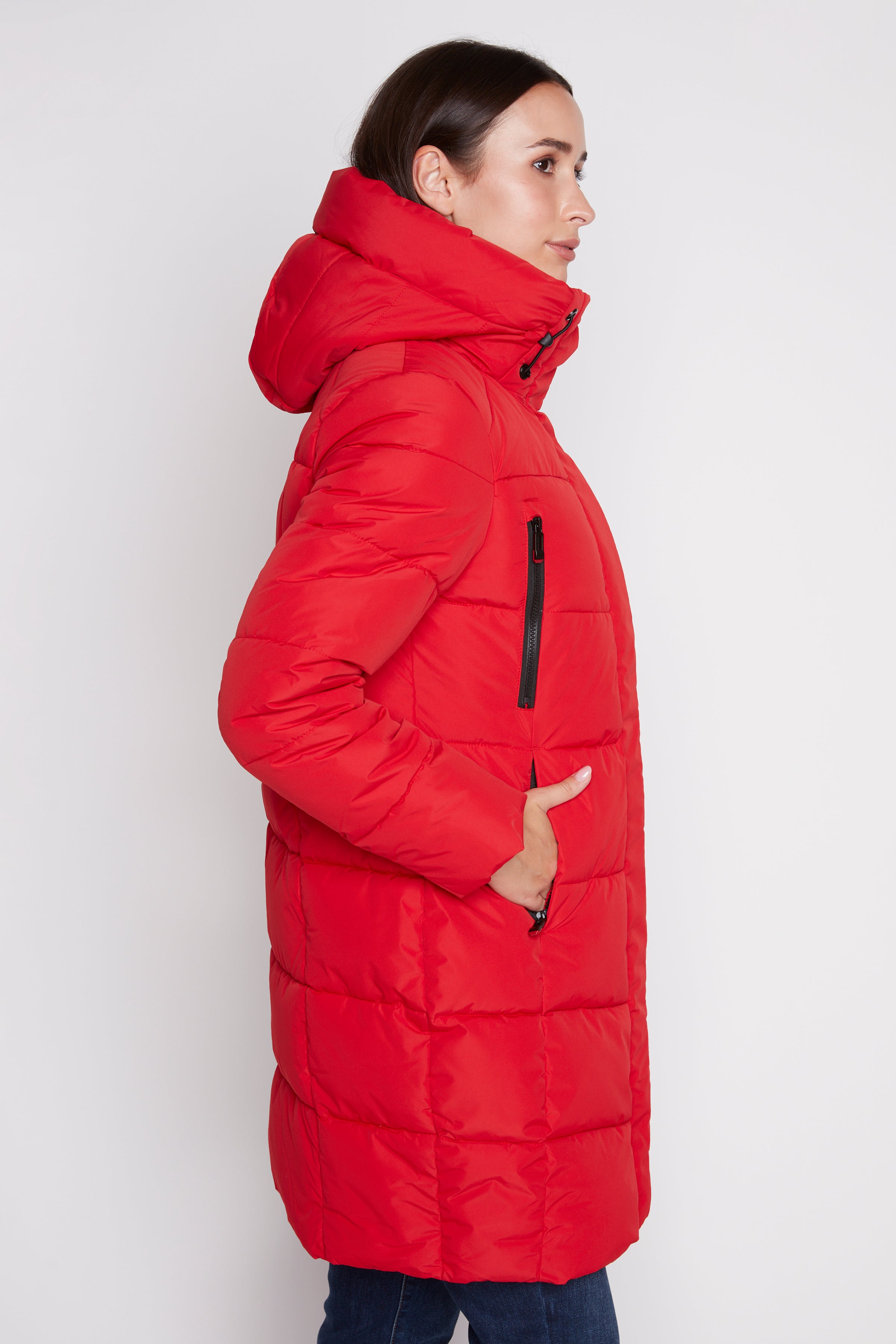 Quilted polyfill jacket with hood