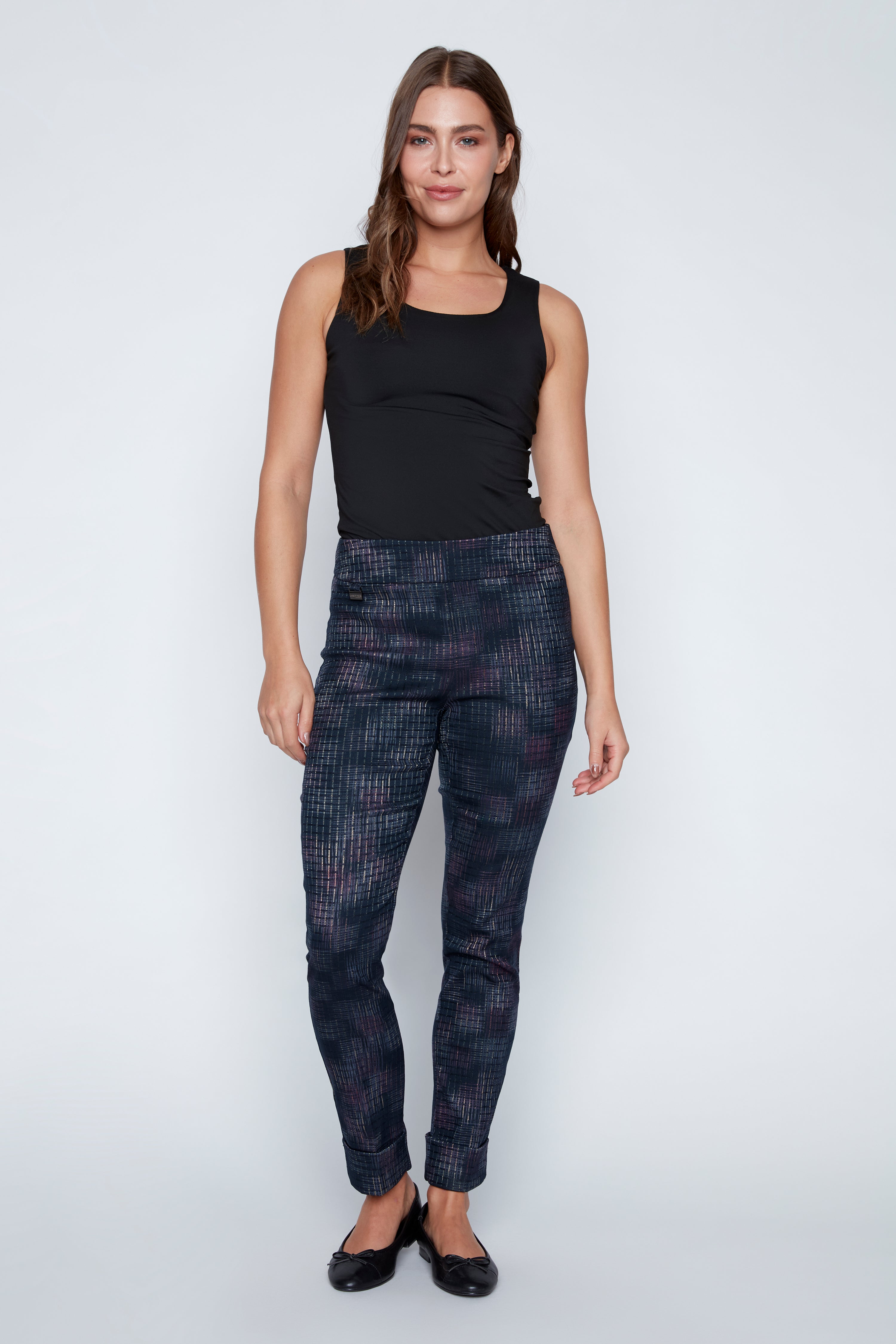 Slim leg printed pant