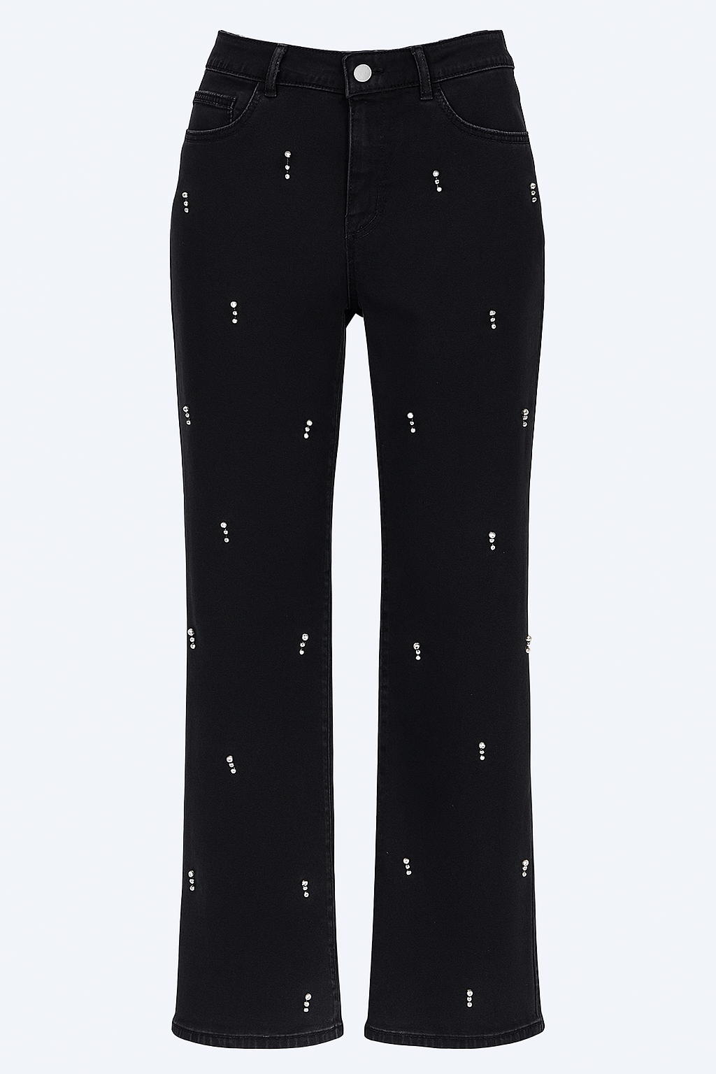 Le jean à jambes larges avec détails en strass