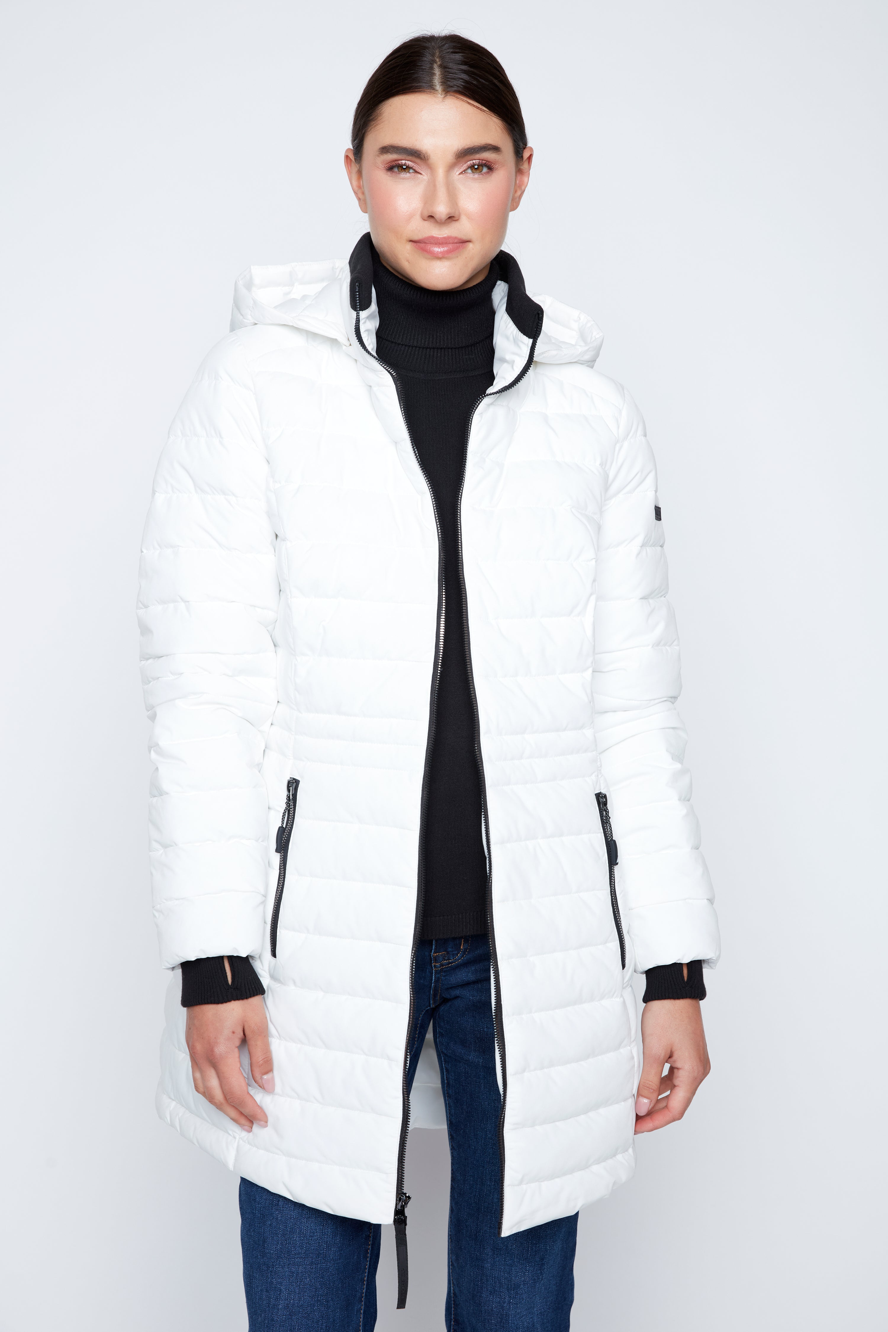 Contrast trim puffer jacket