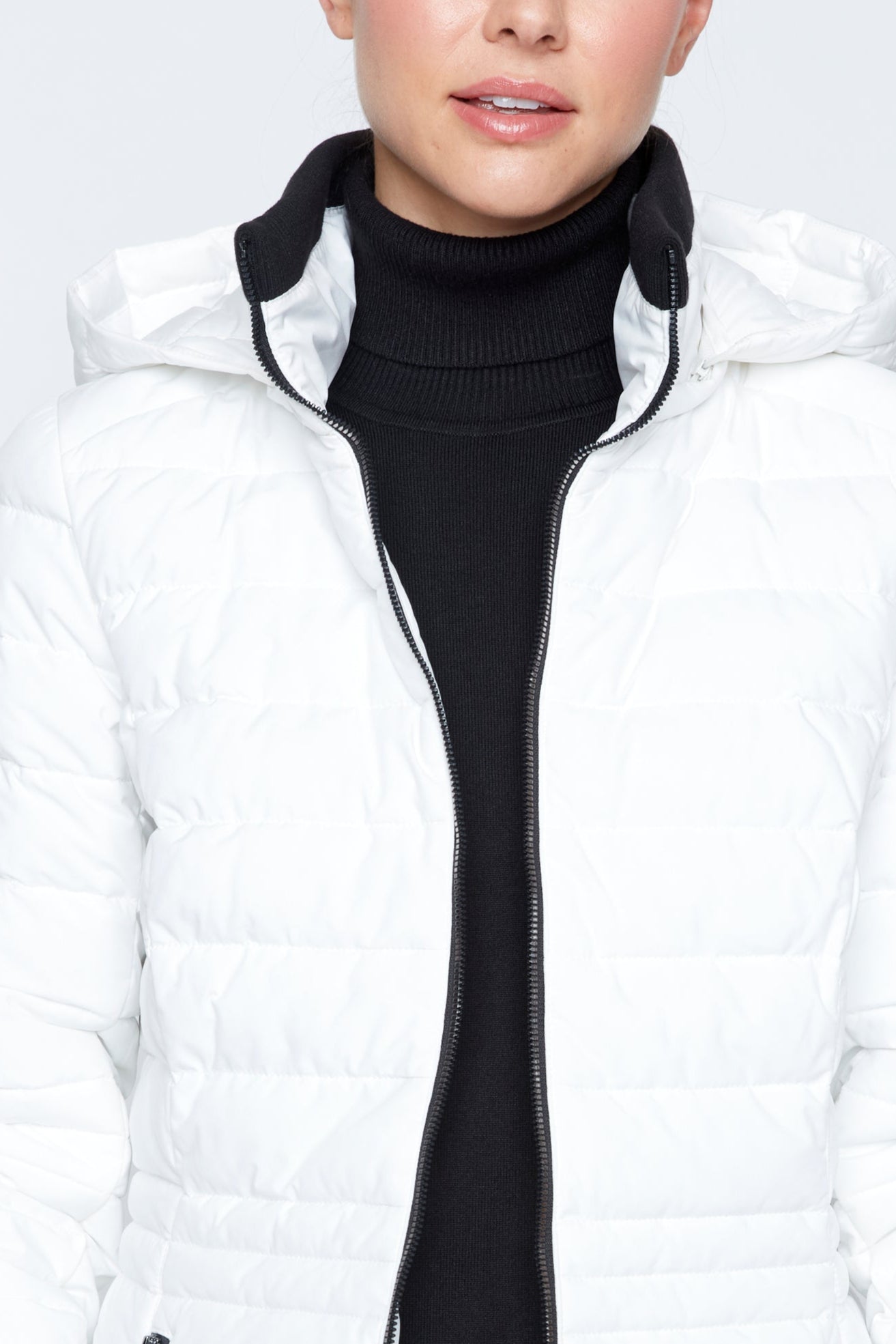 Contrast trim puffer jacket