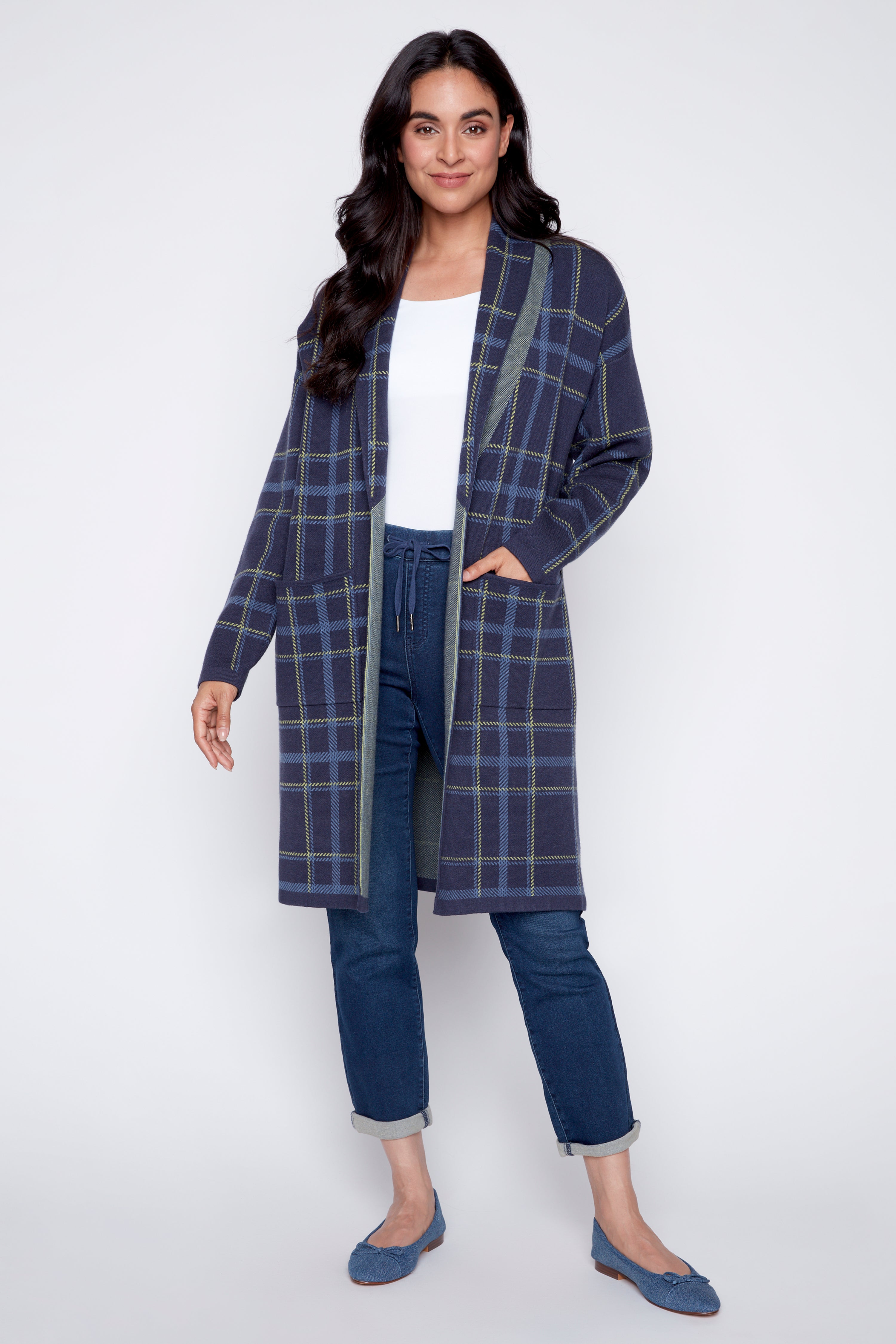 Plaid coatigan