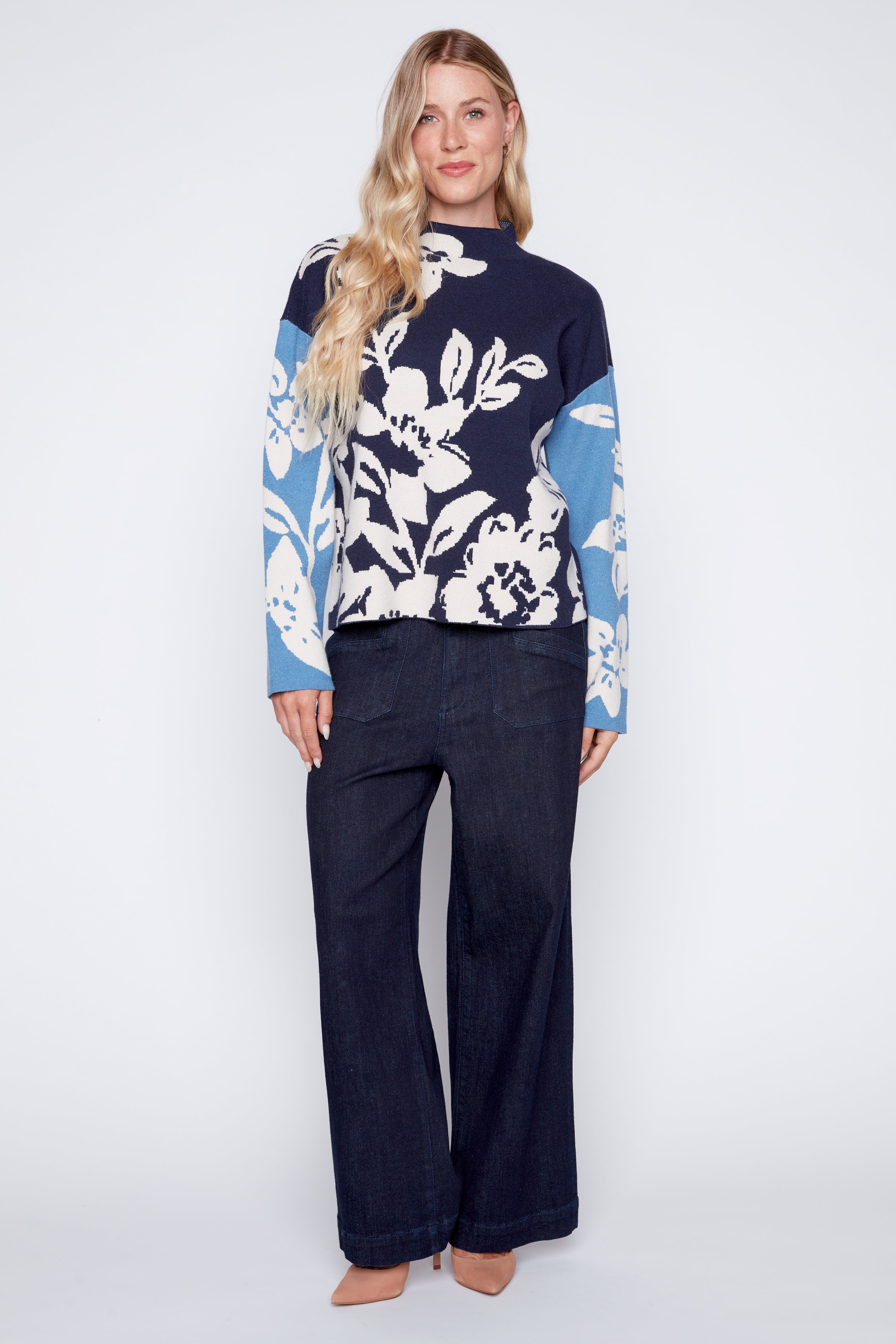 Floral double knit sweater