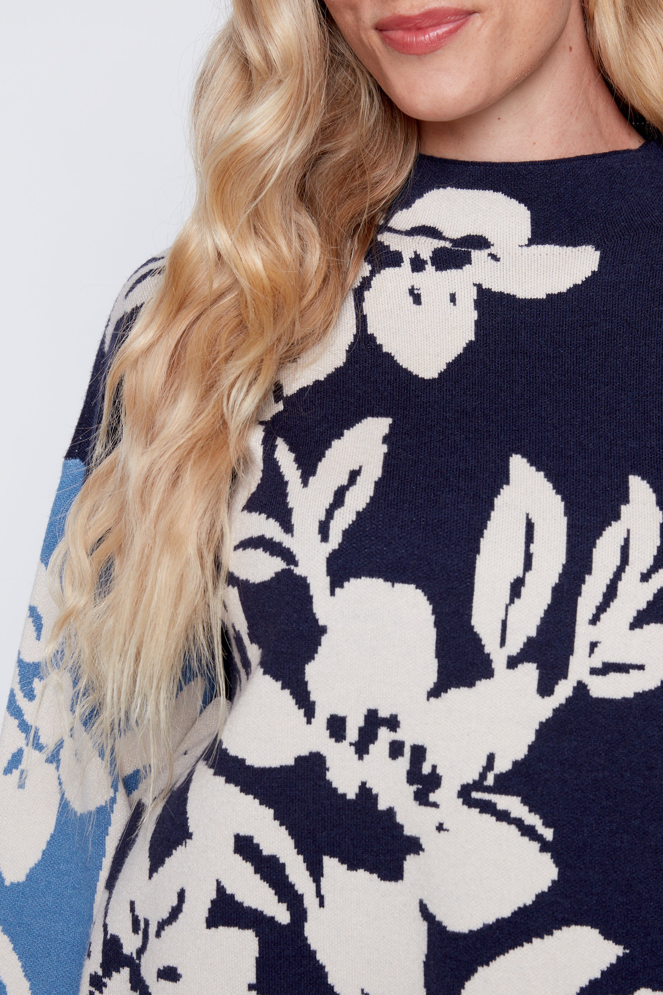 Floral double knit sweater