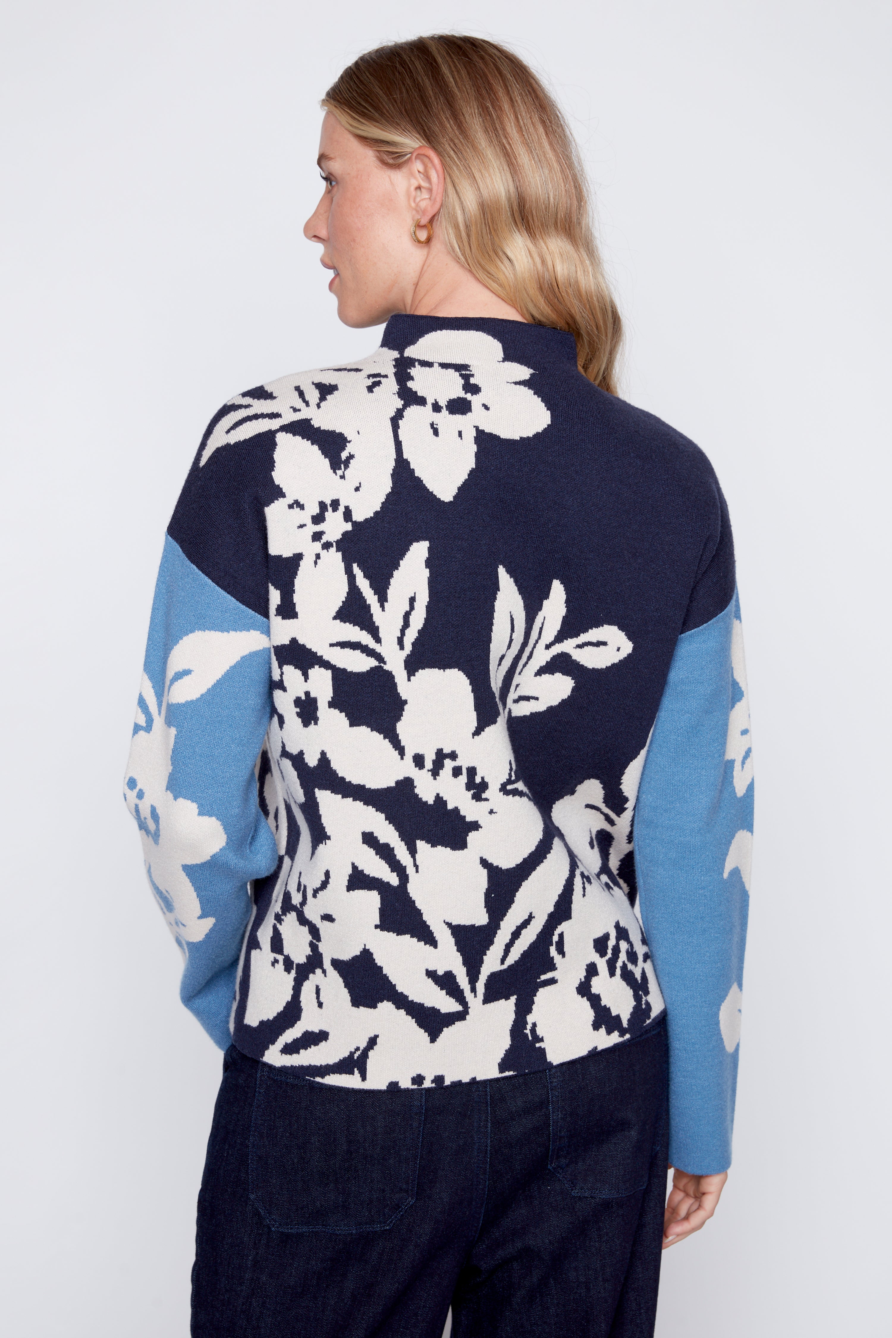 Floral double knit sweater