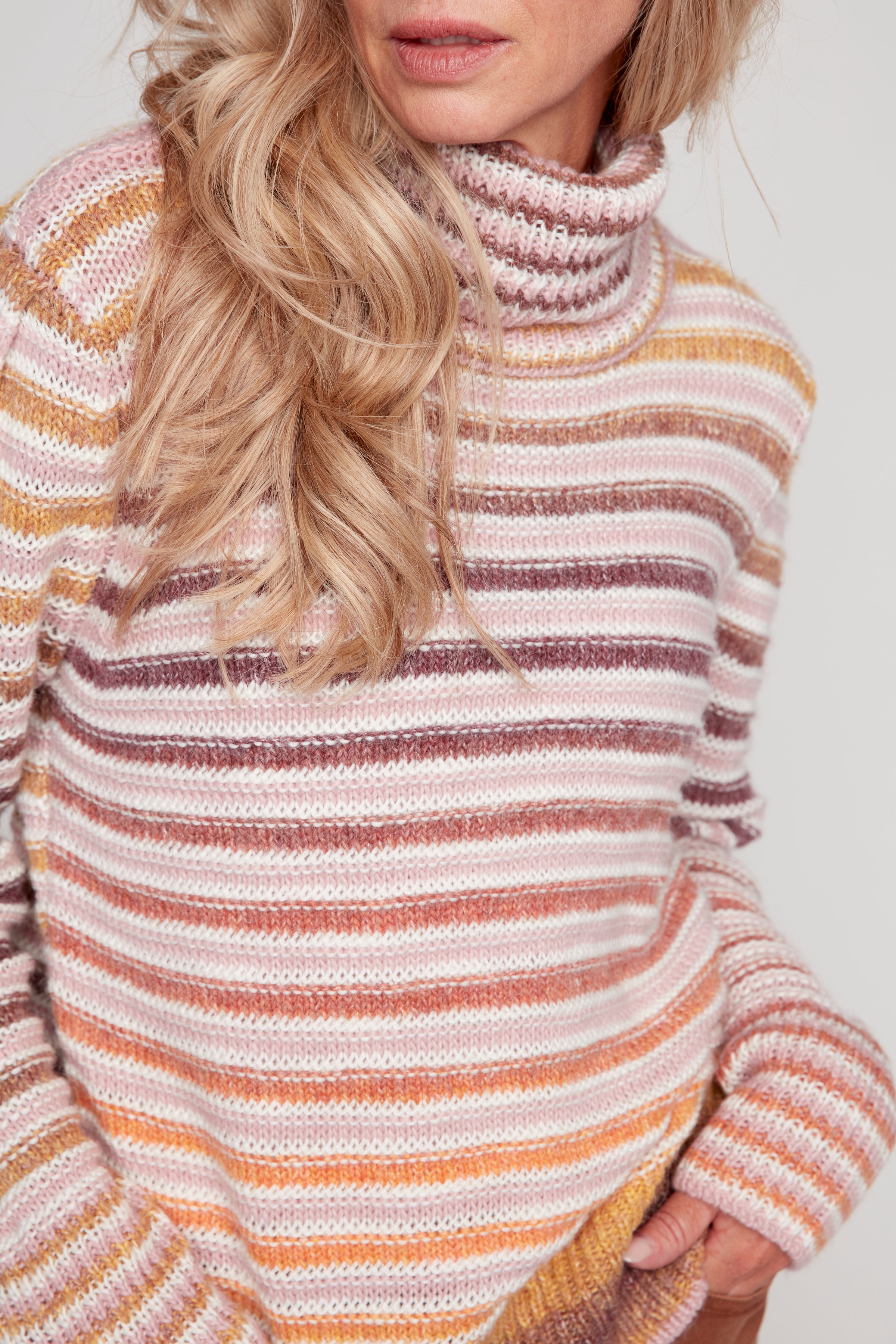 Wool blend space dye stripe sweater