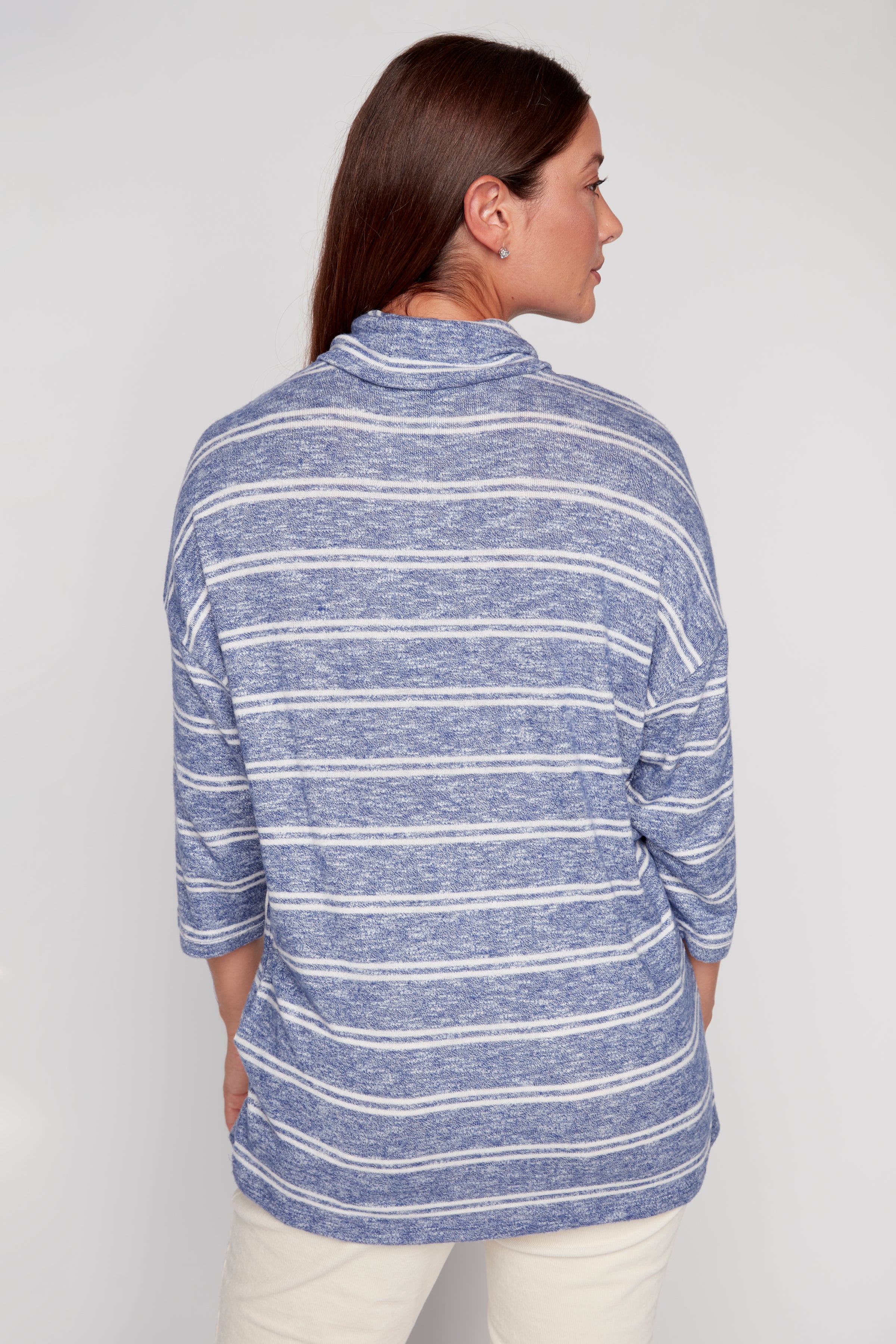 Stripe cowl neck top