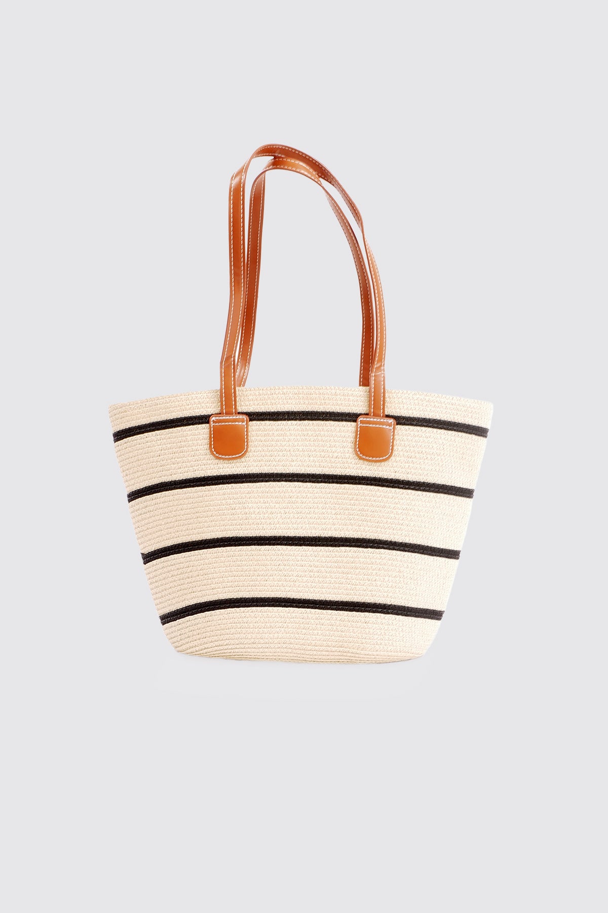 Le sac fourre-tout à mini rayures au crochet