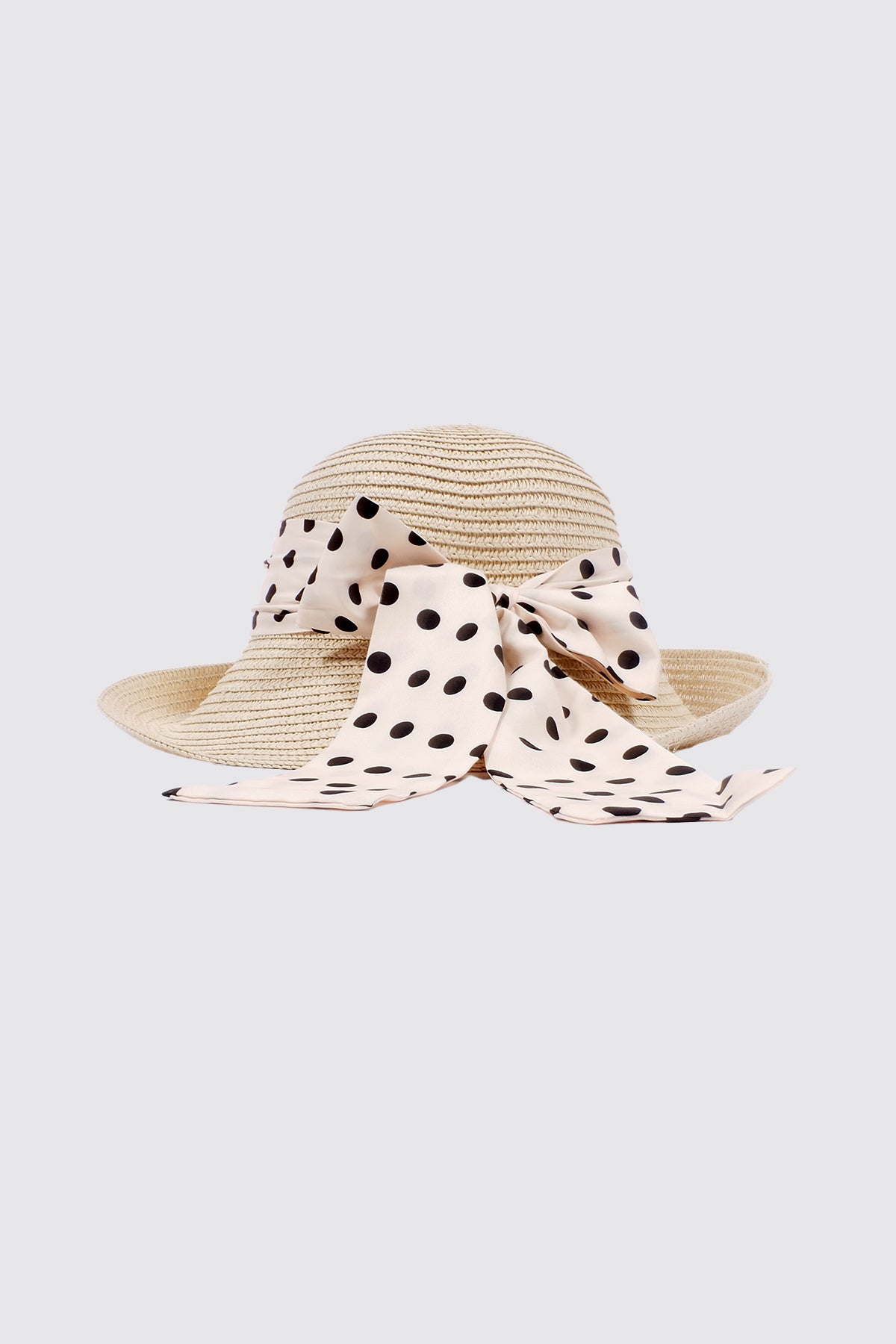 Le chapeau de paille avec ruban à pois