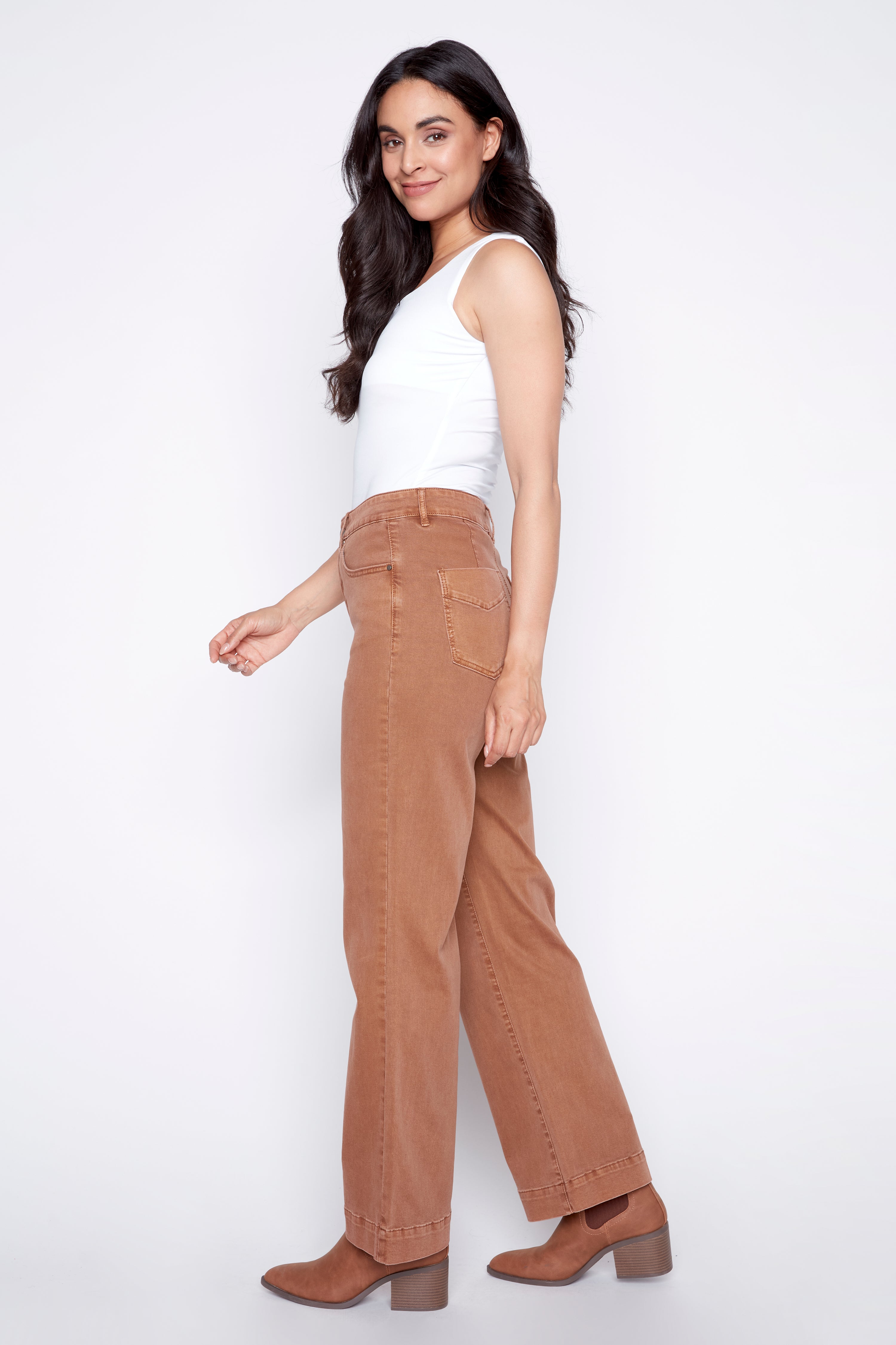 Wide leg color denim jean