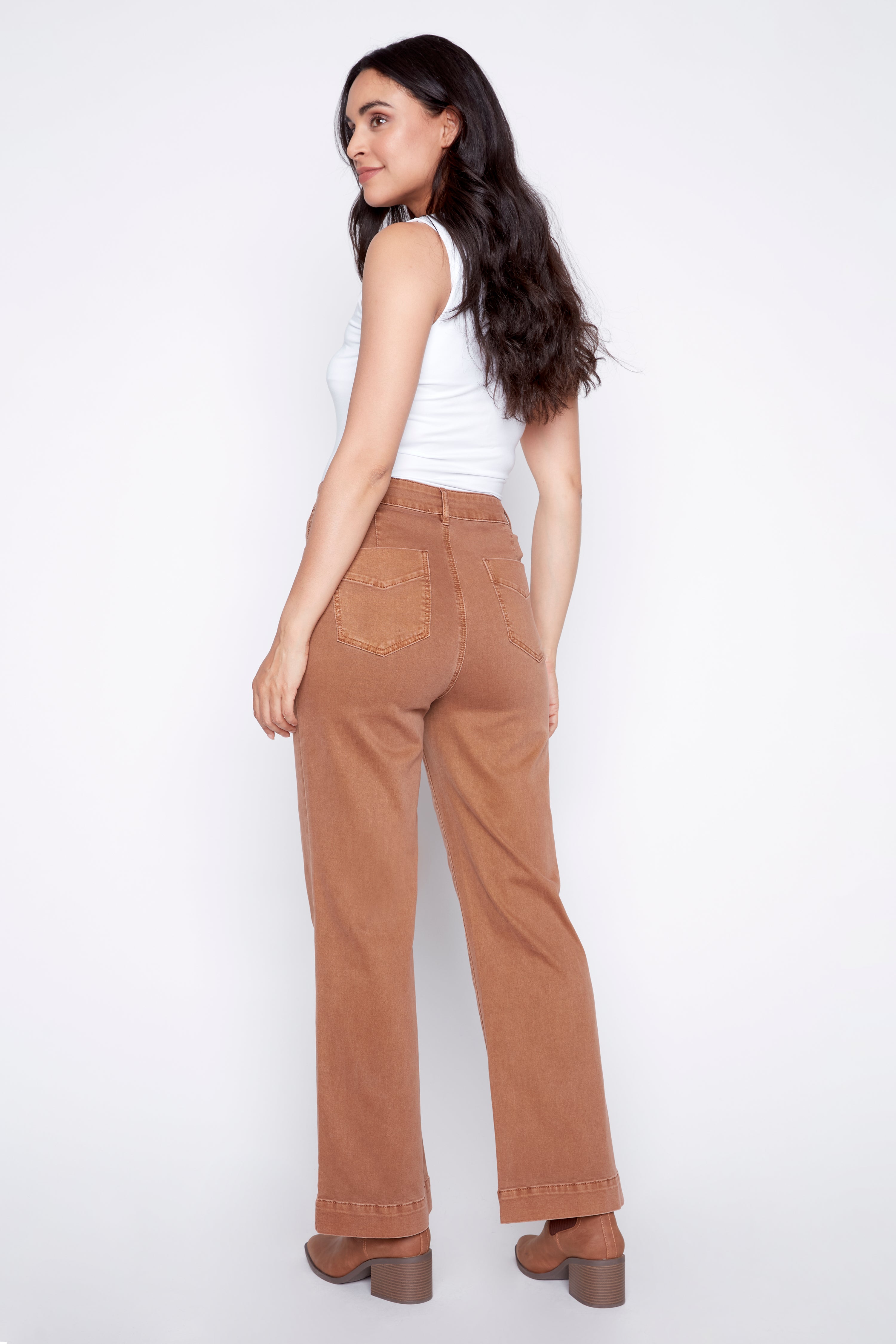 Wide leg color denim jean