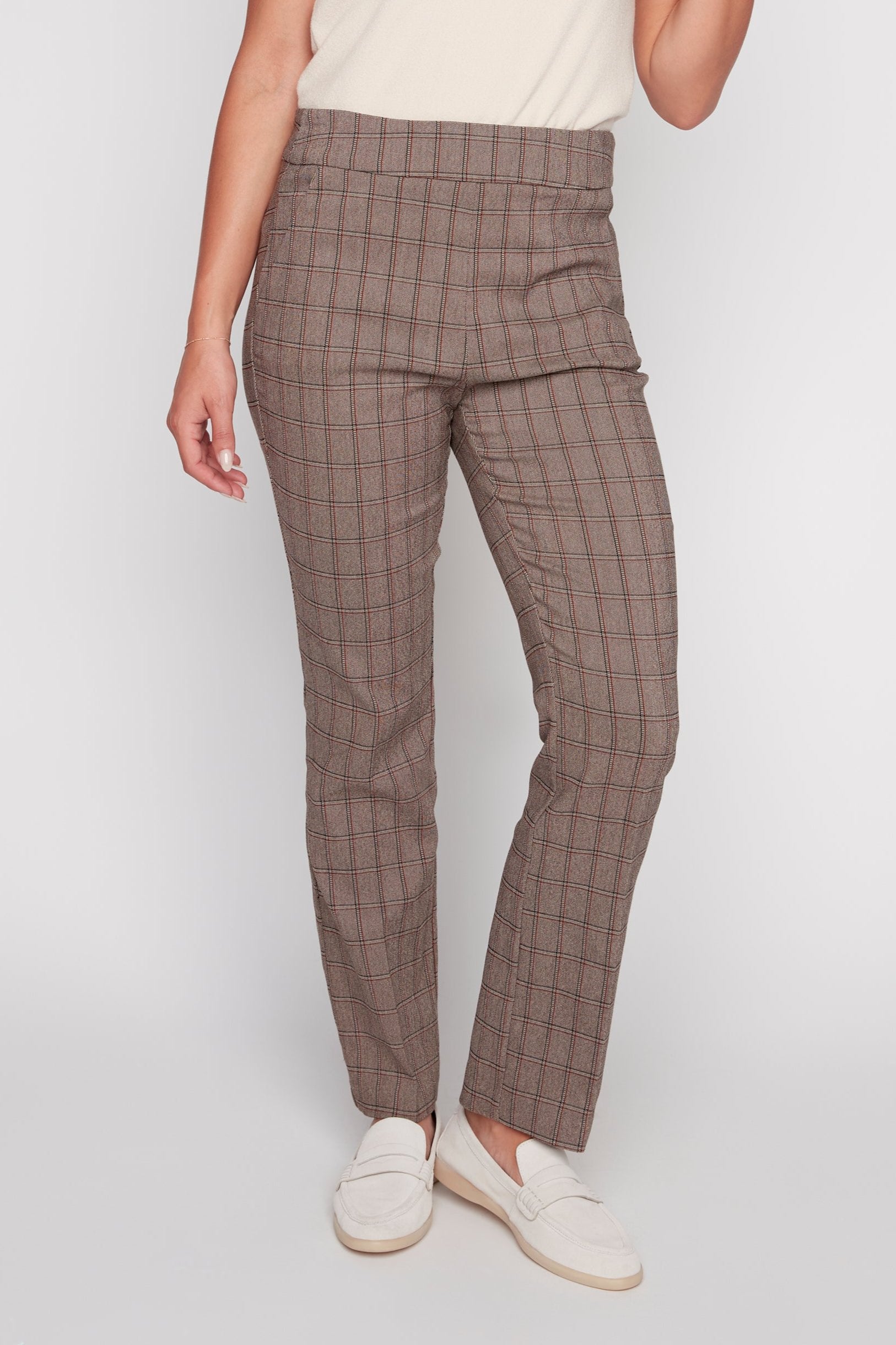 Plaid bengaline microflare leg pant