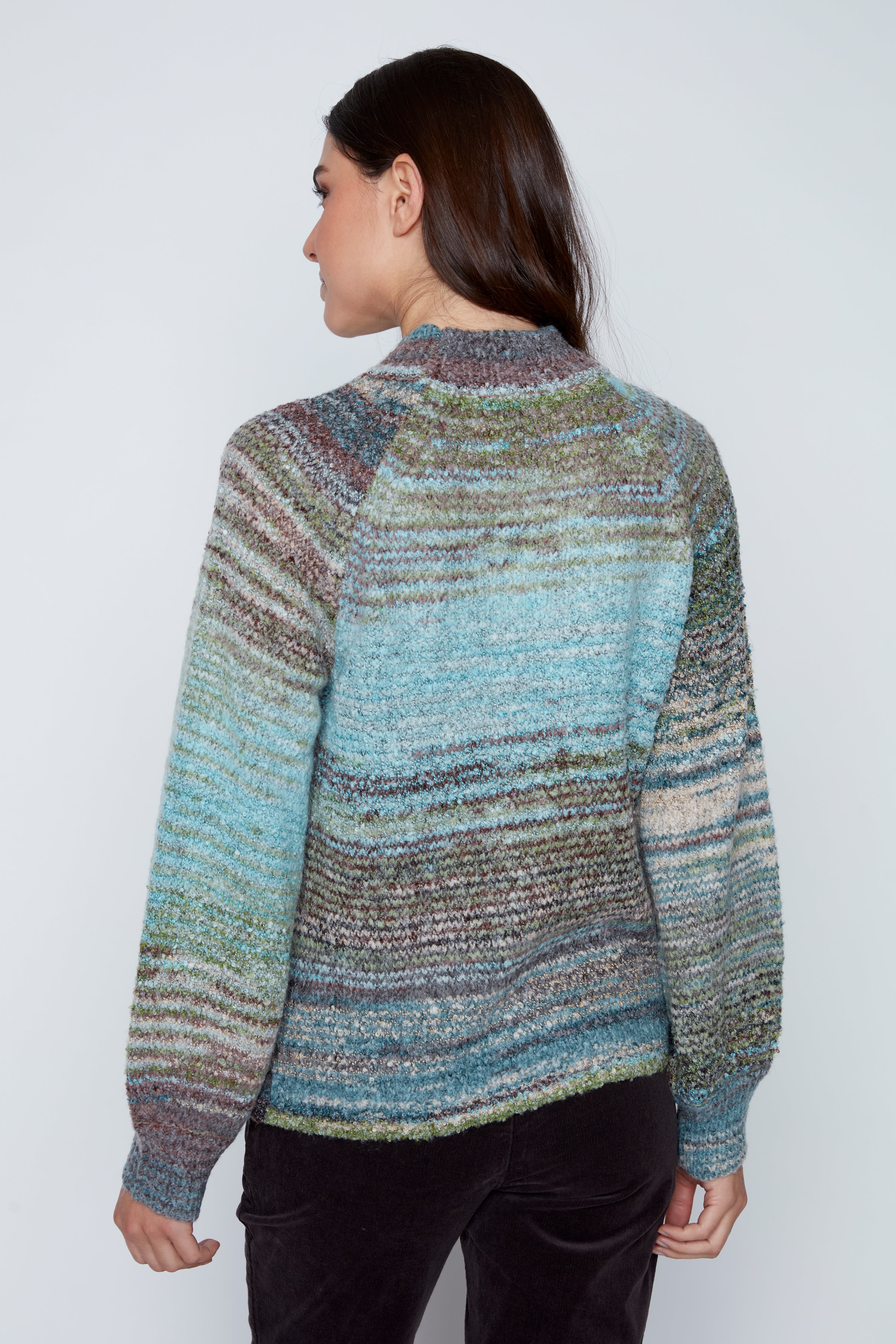 Boucle yarn mock neck sweater