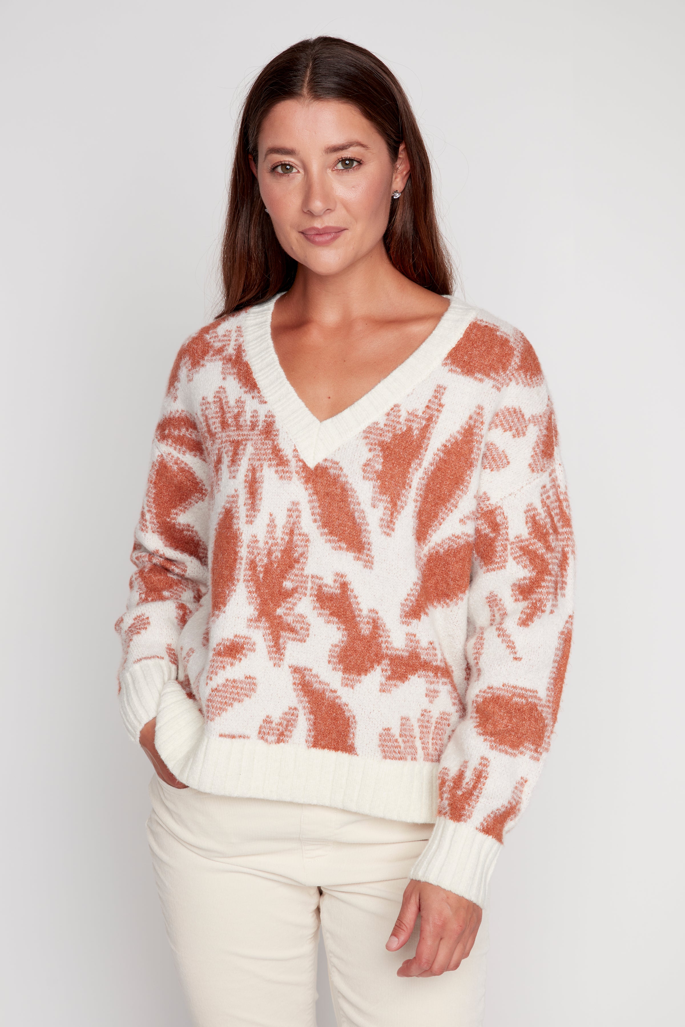 Double knit eyelash jacquard sweater