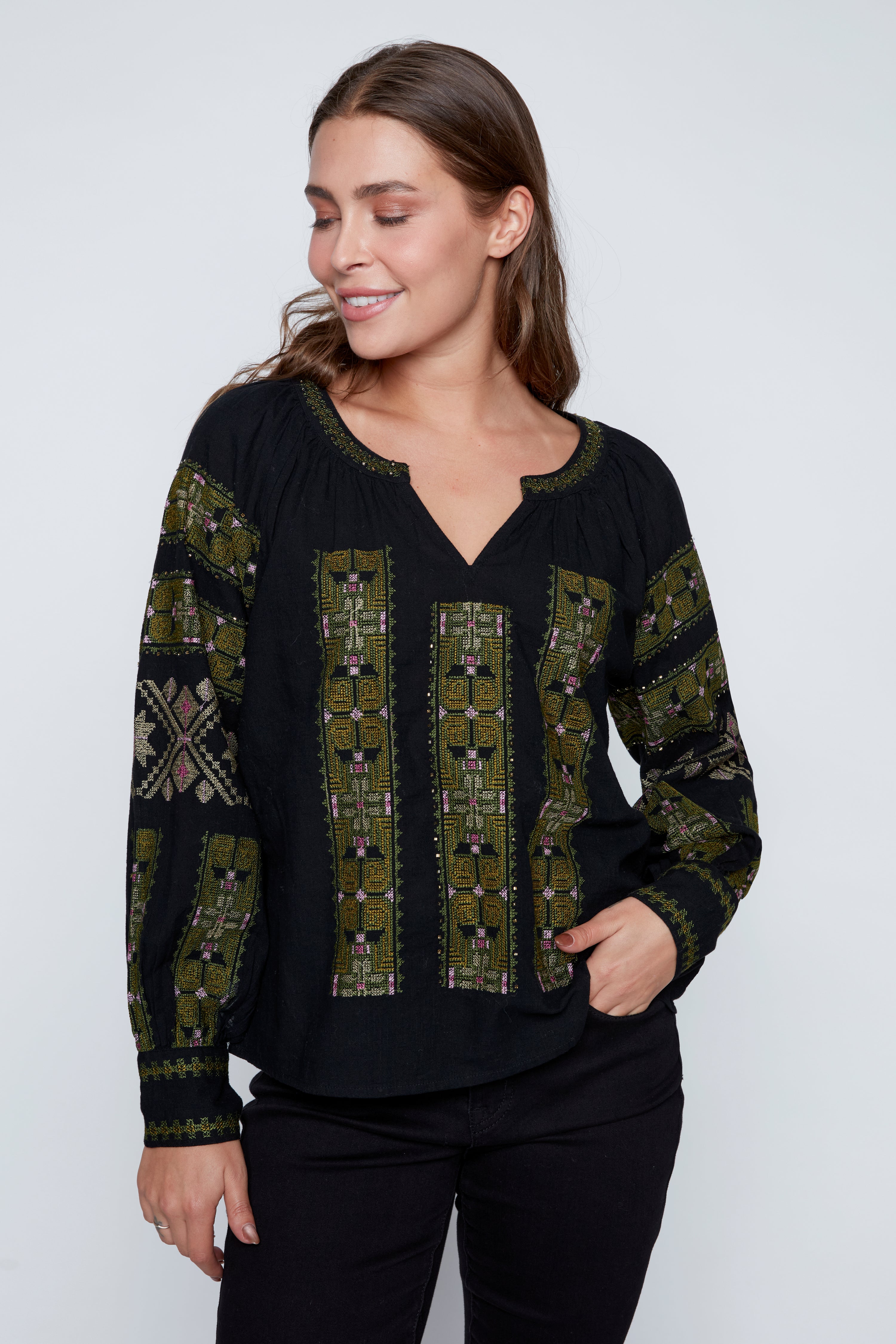 Embroidery detail blouse