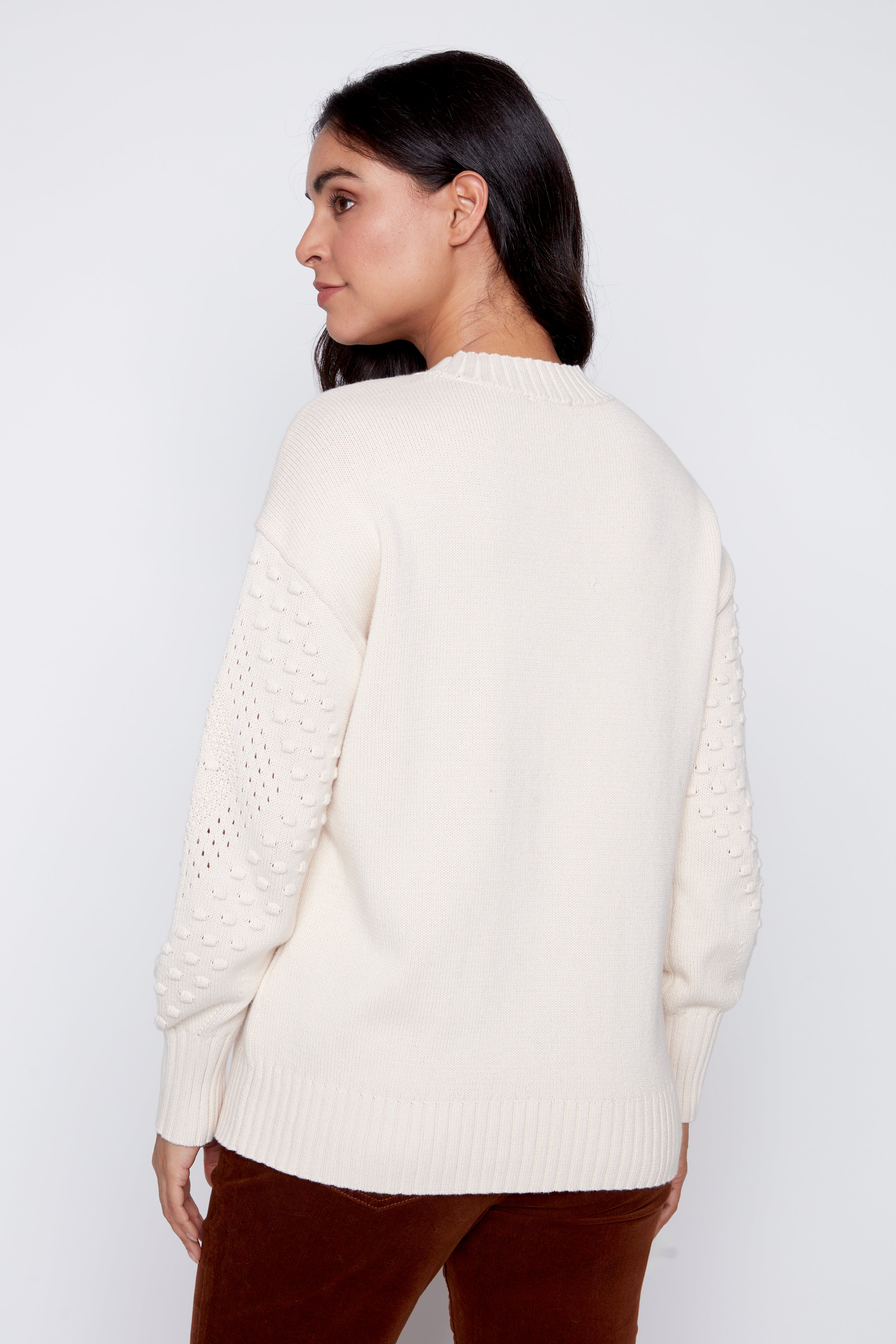 Cotton sweater with nubs detail