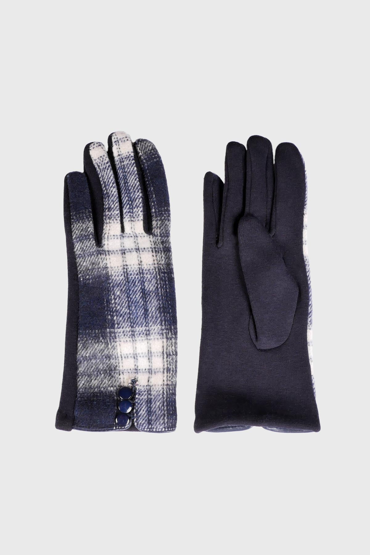 Les gants à carreaux avec détail à trois boutons