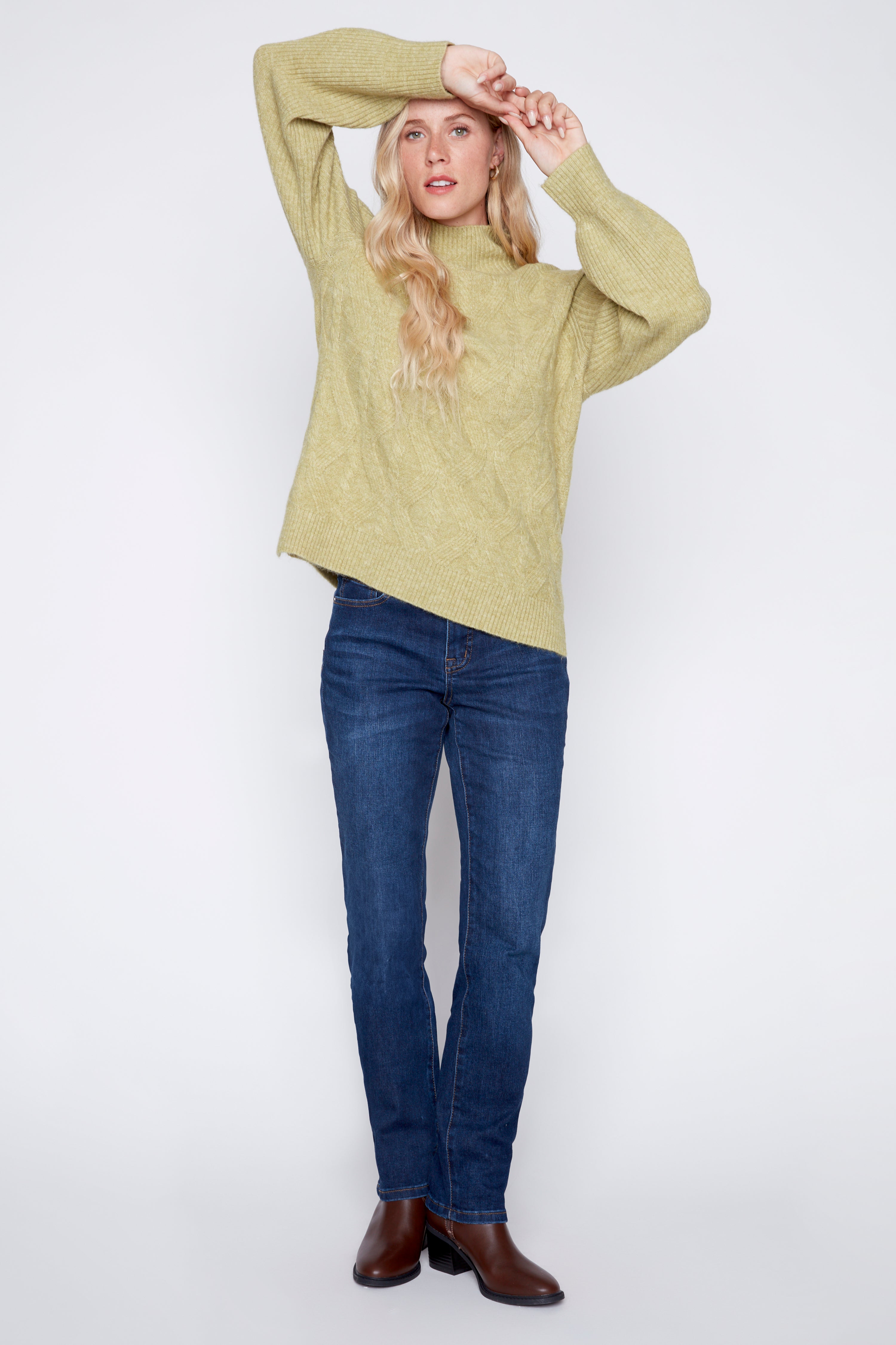 Cable front sweater