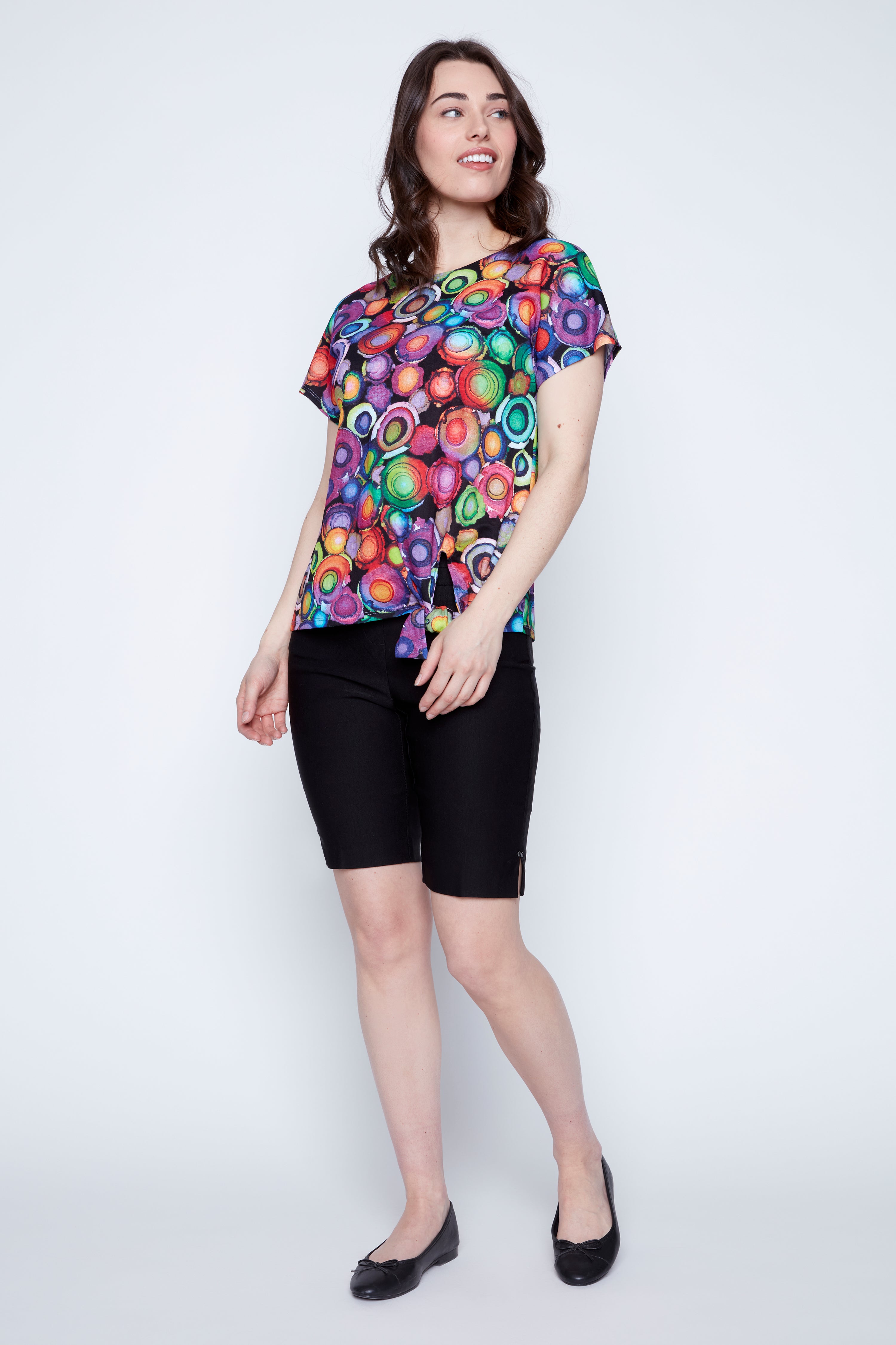 Colorful circle print top