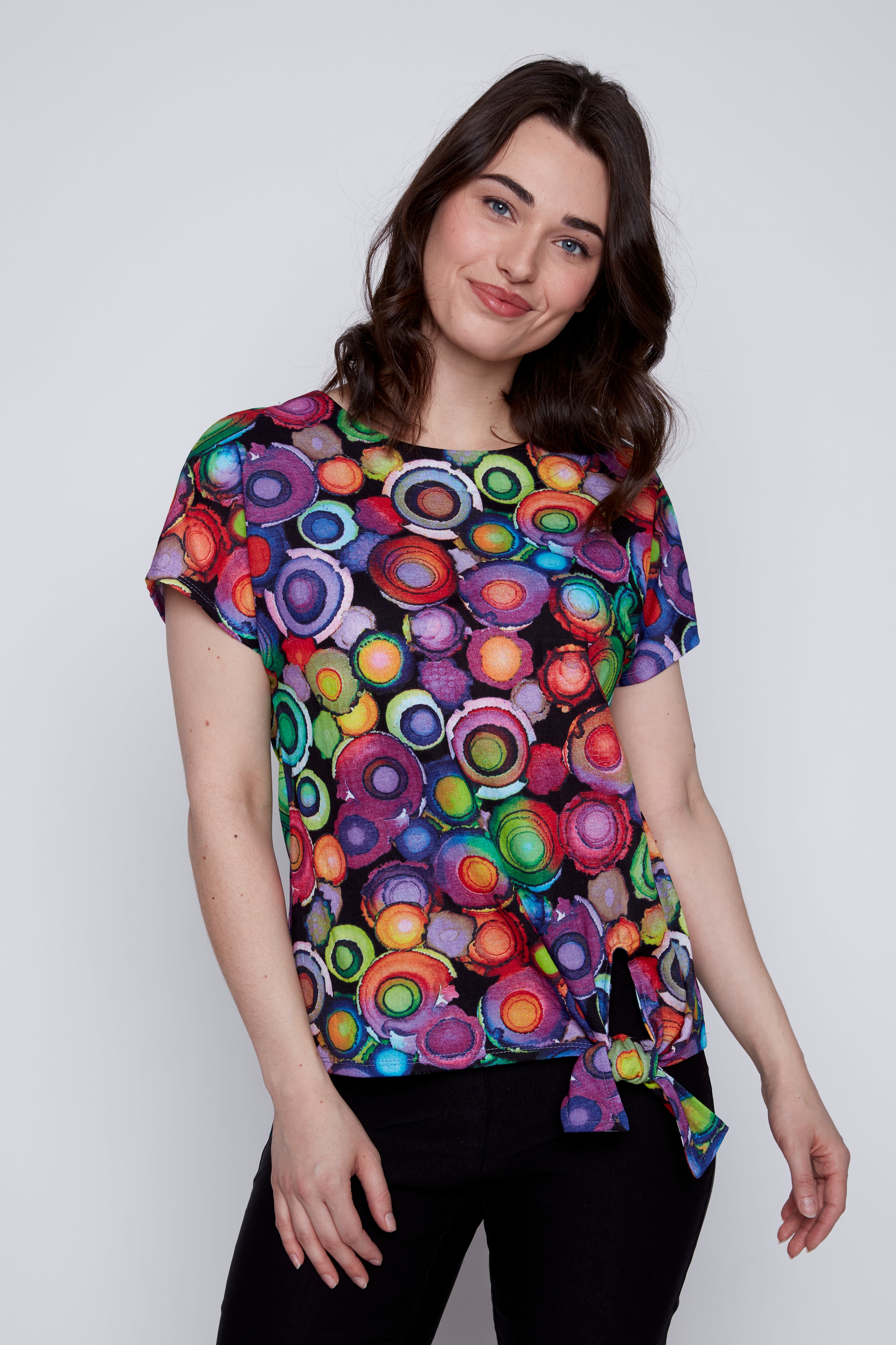 Colorful circle print top