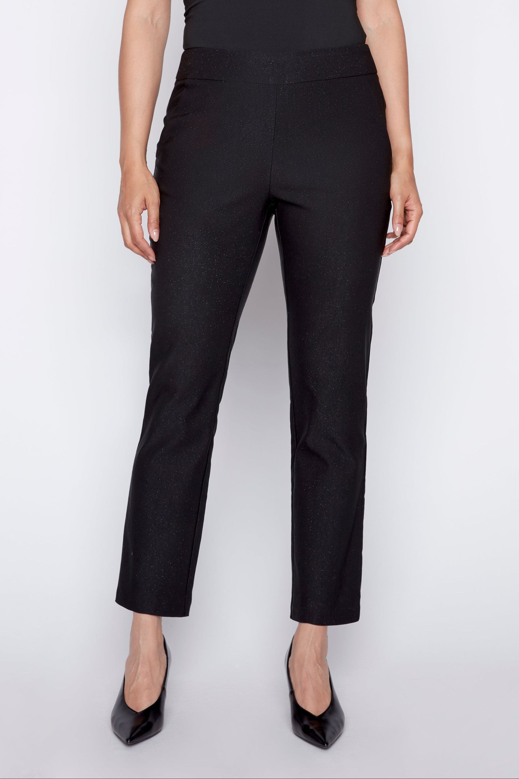 Le pantalon jambe étroite en bengaline pailletée