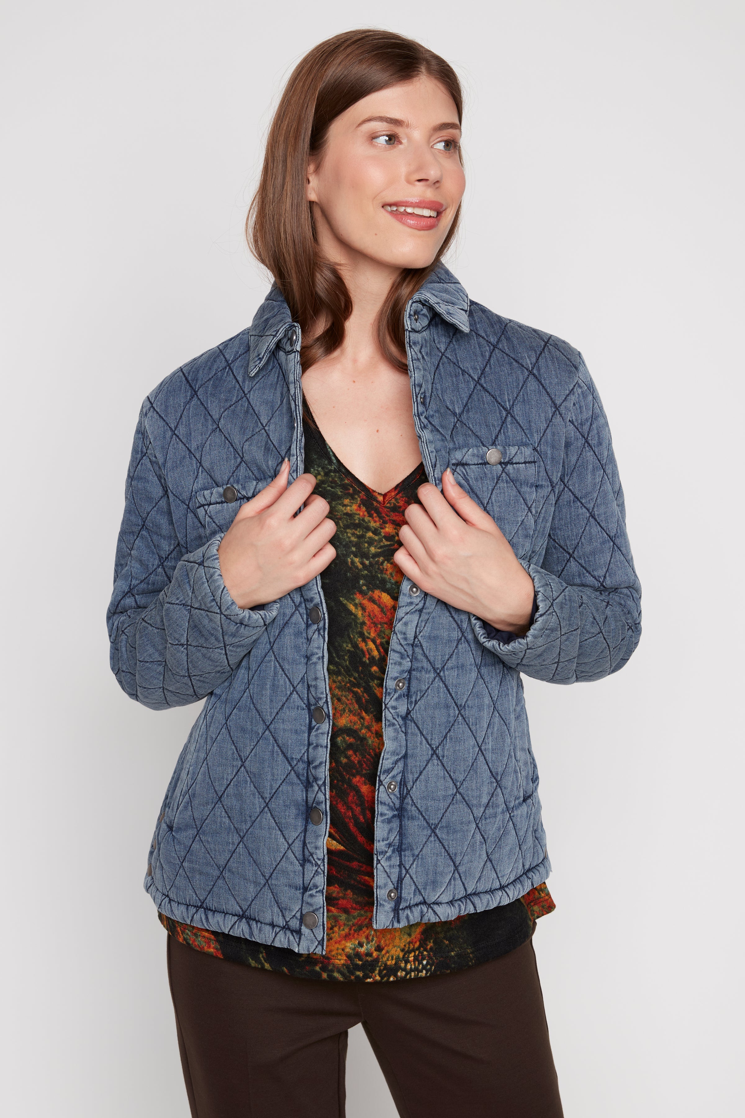 Quilted denim shirt best sale