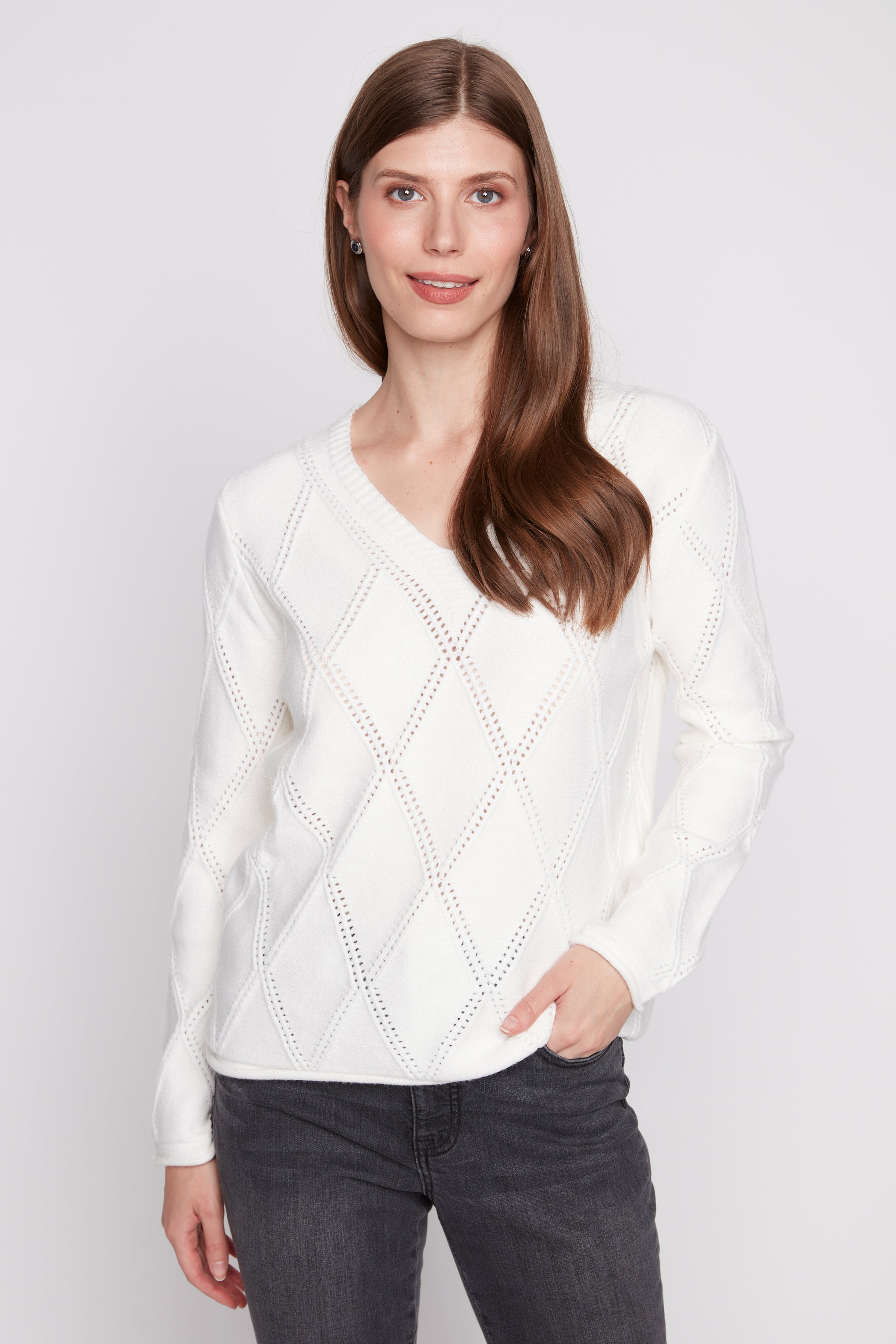 Le pull à motif pointelle en diamant 