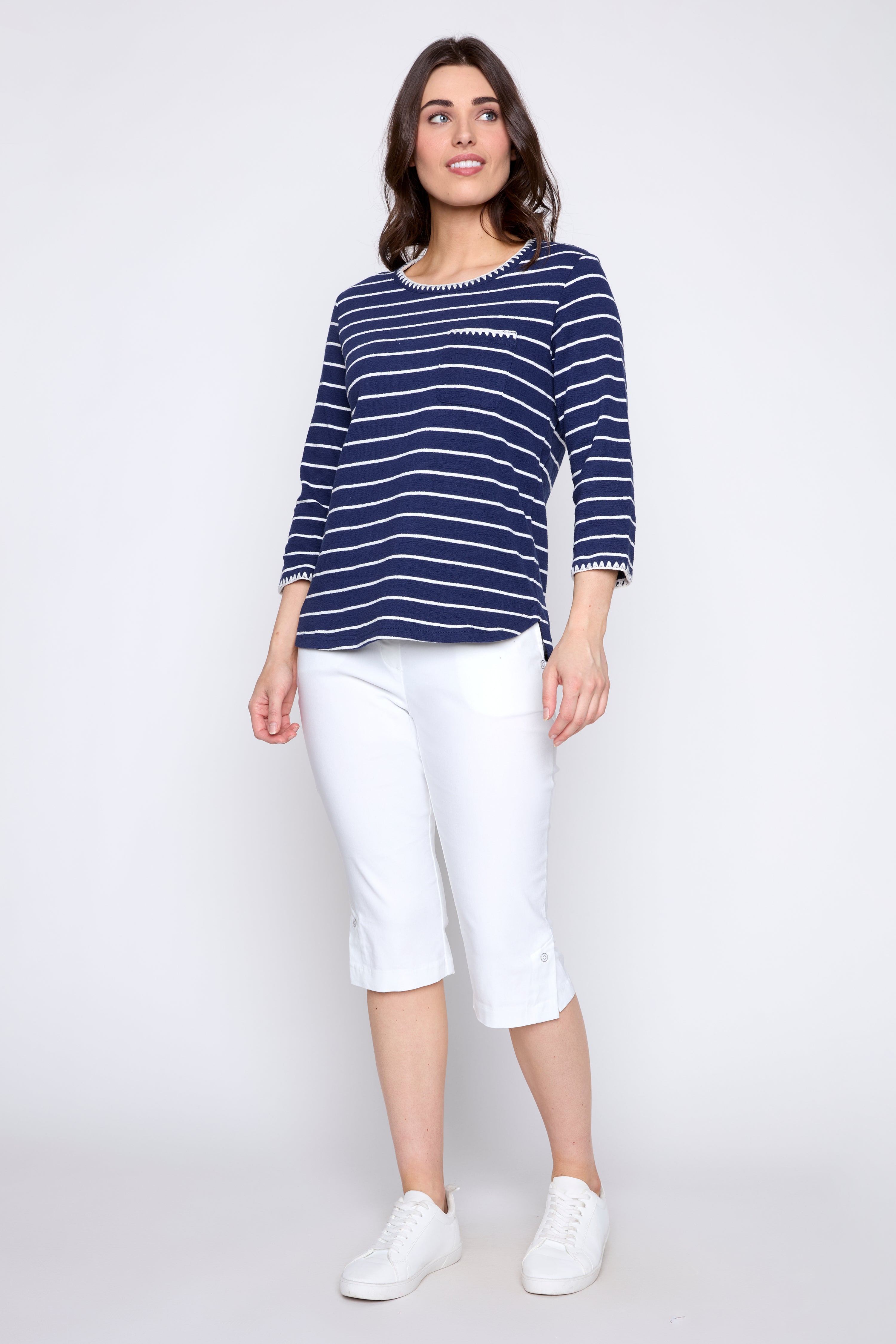 Stripe cotton t-shirt