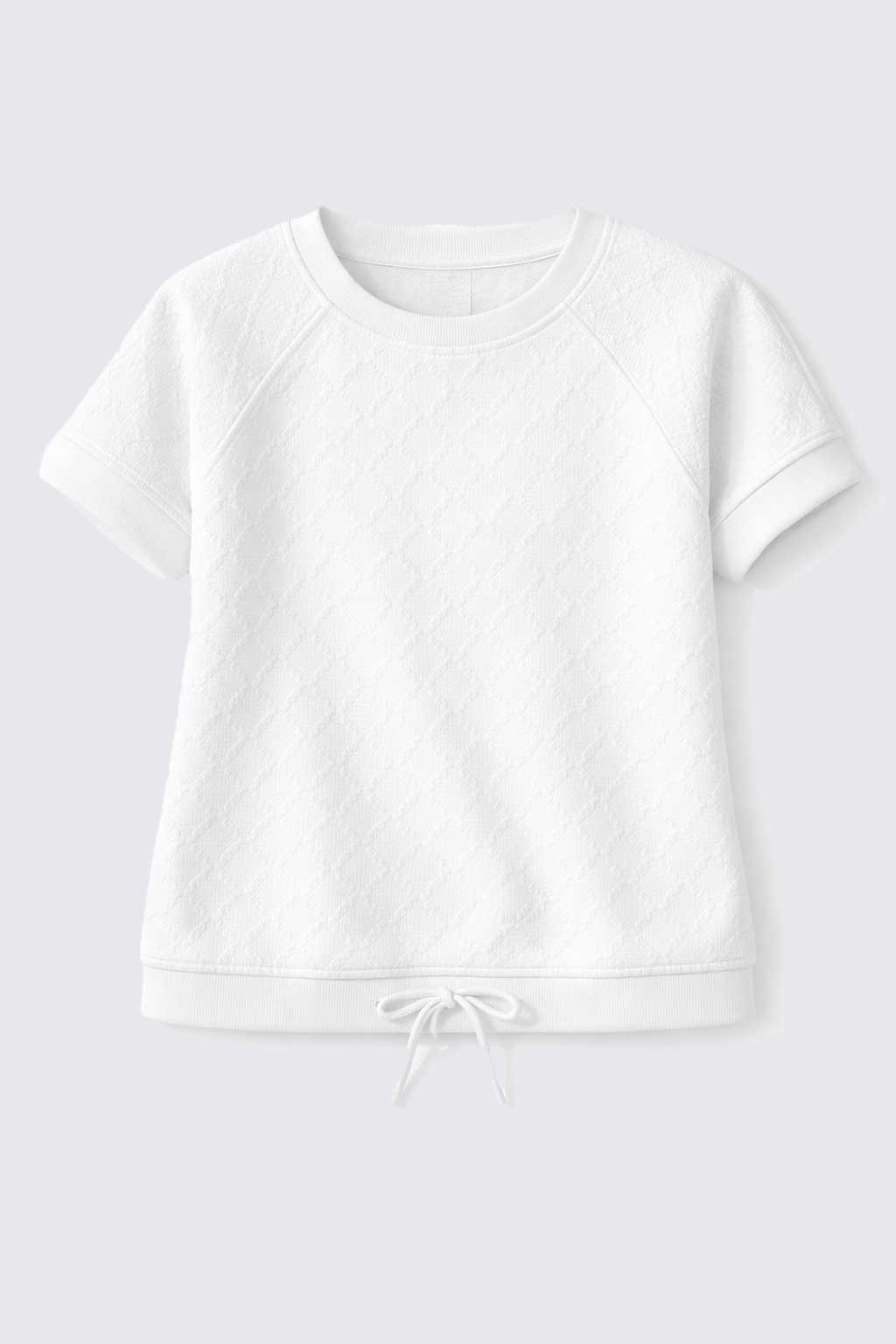 Diamond knit drawstring hem top