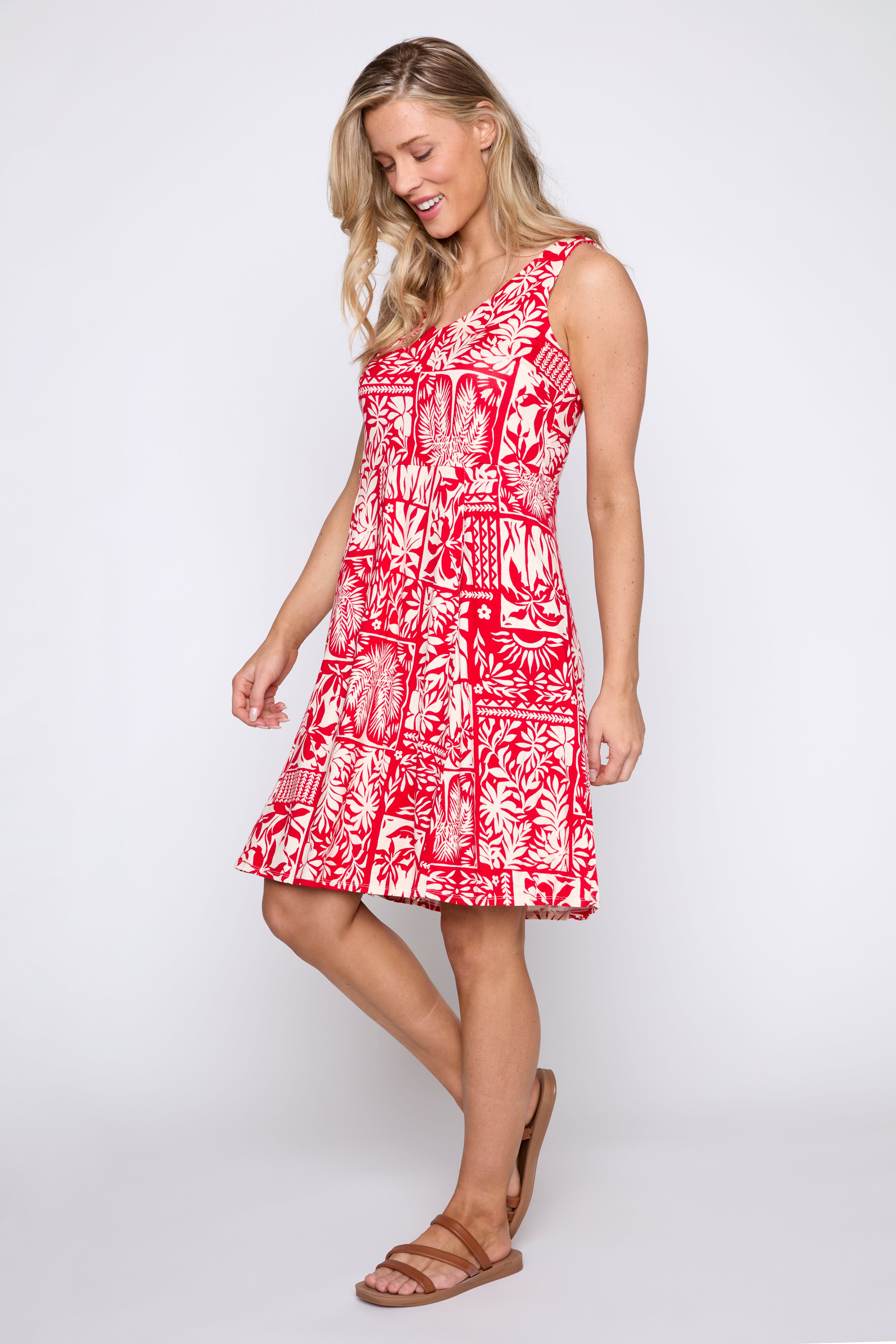 V-neck printed jersey dress