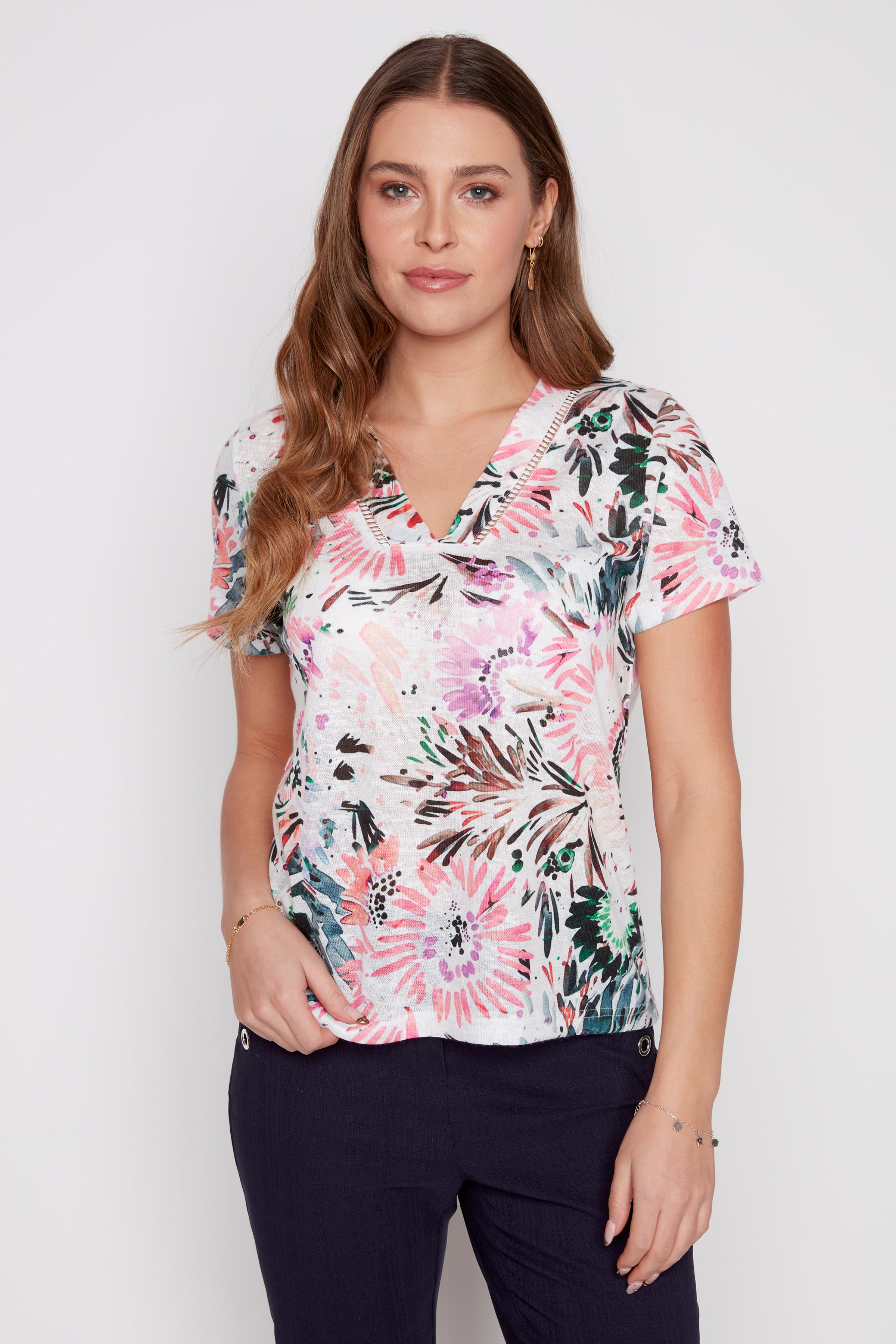 Short sleeve floral print top