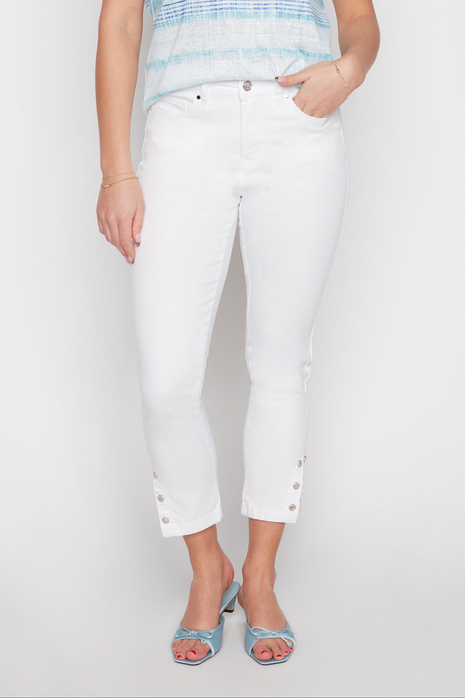 Slim leg side hem detail jean