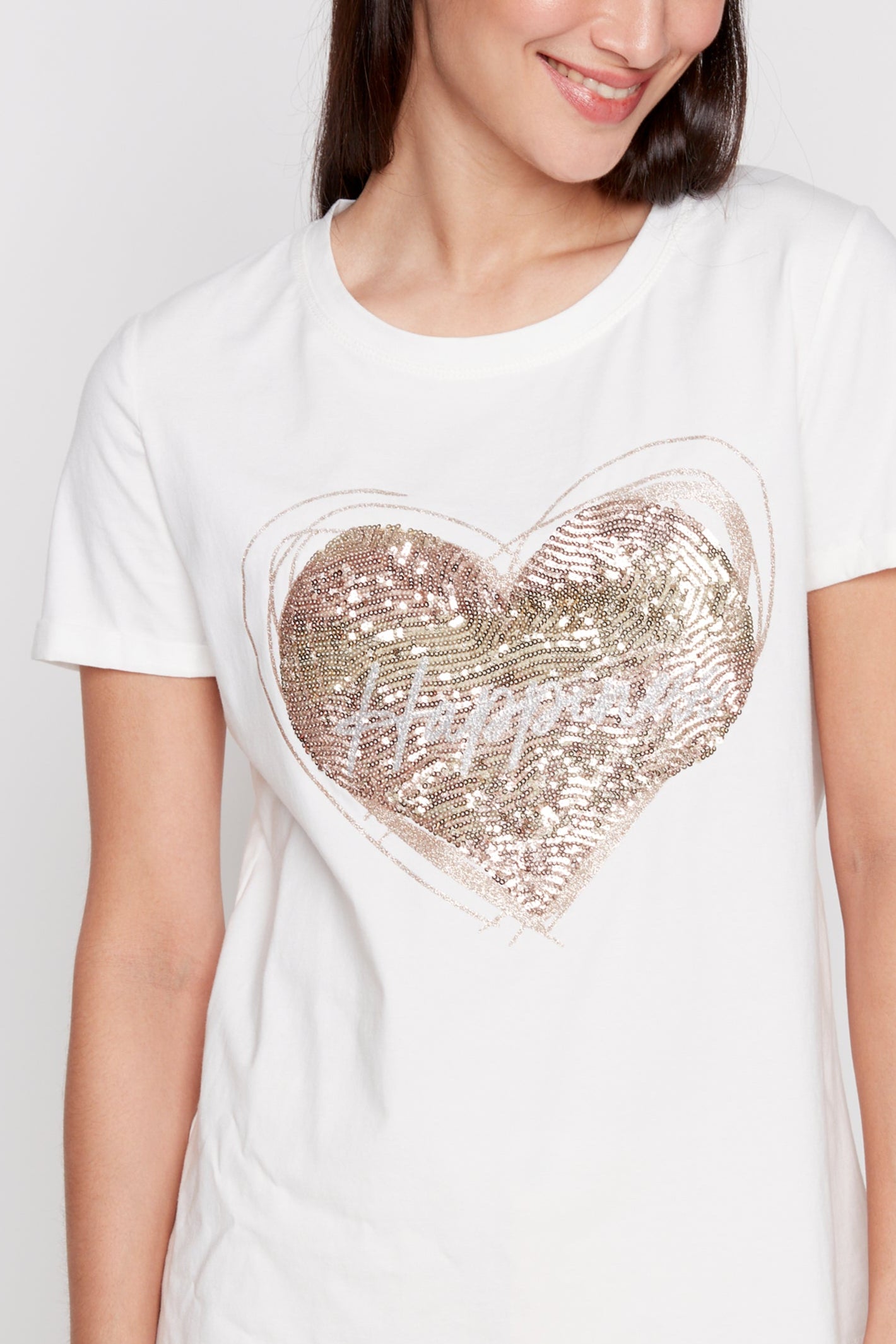 Sequin heart cotton t-shirt