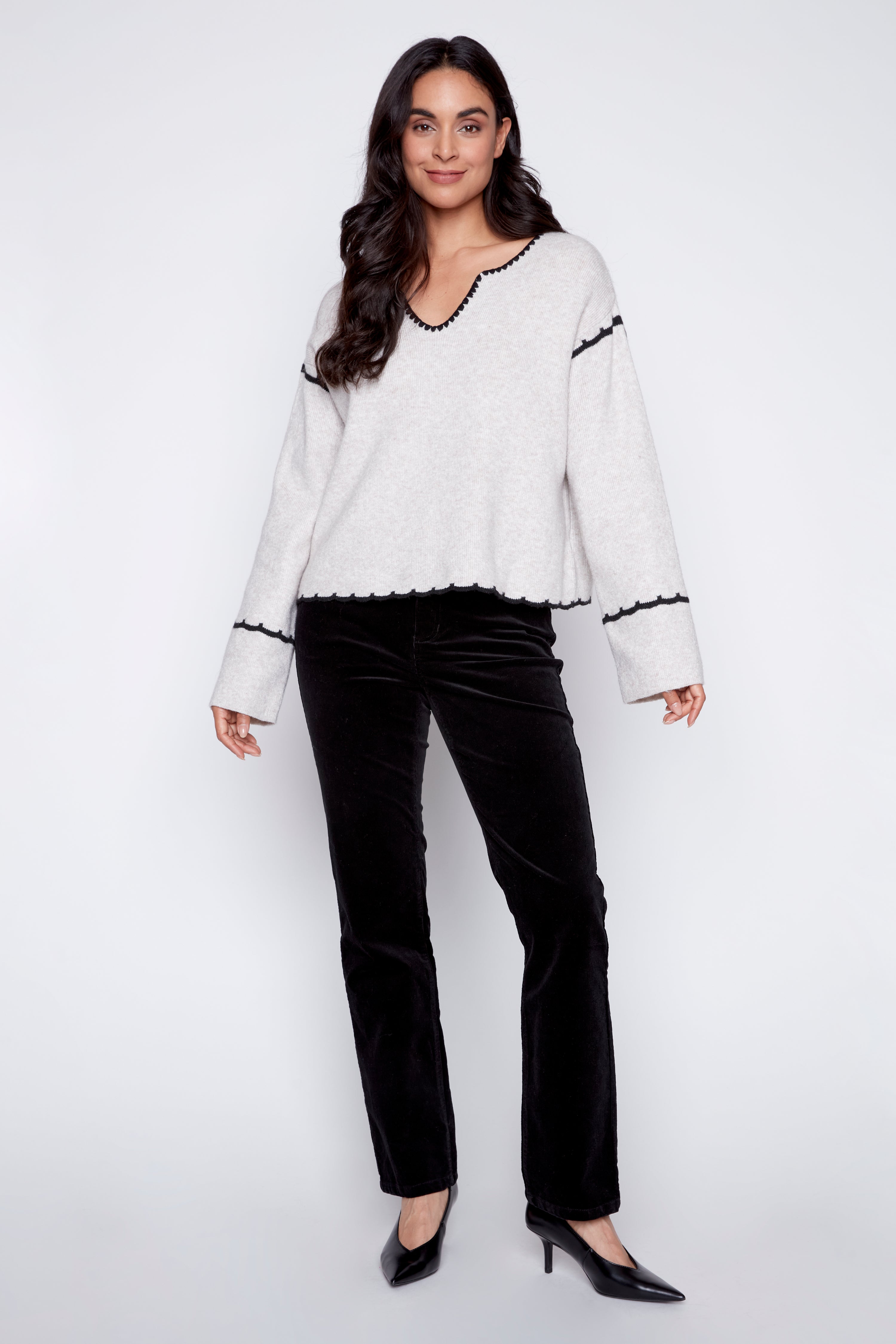 Embroidered back sweater