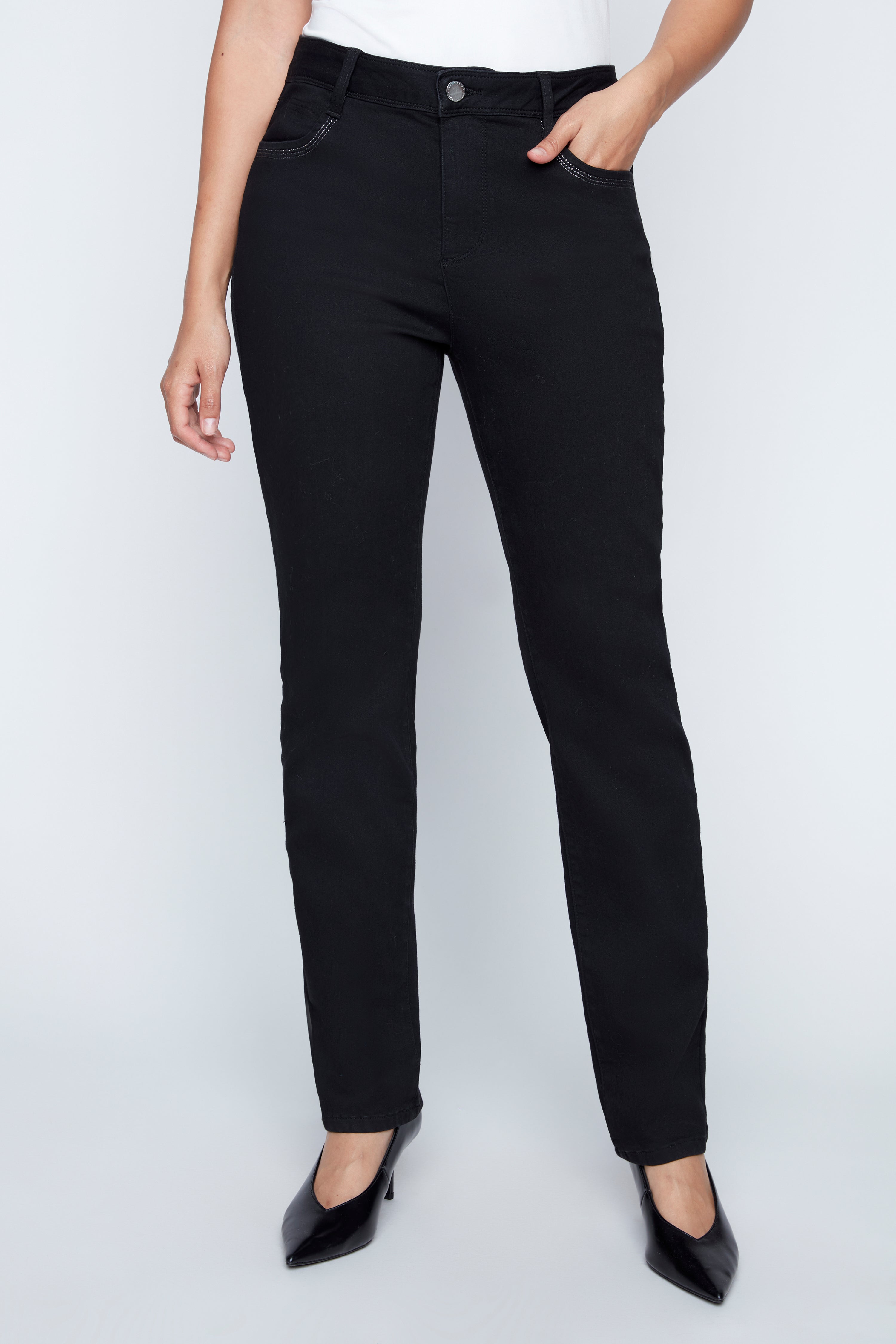 Straight leg rhinestone detail jean