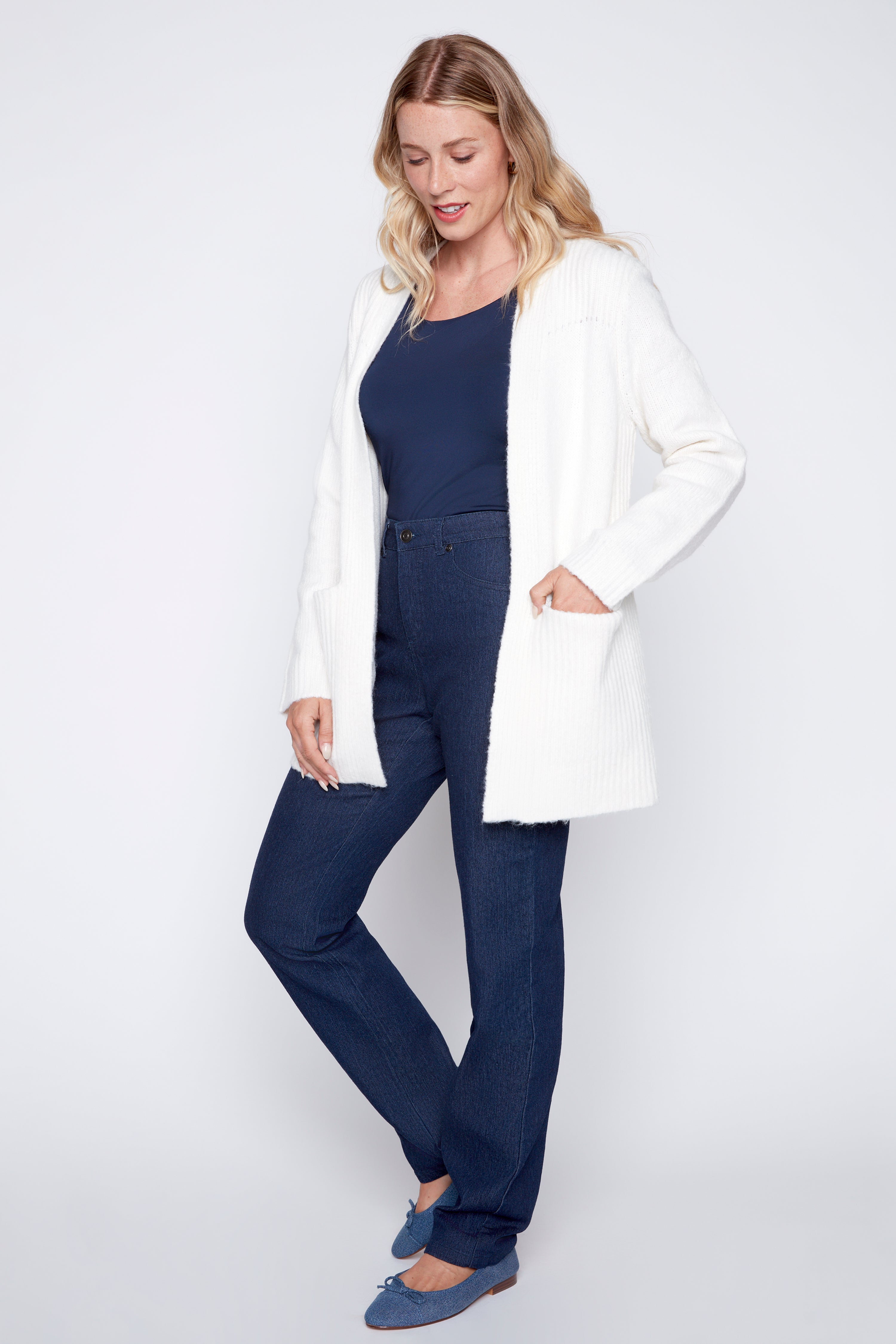 Solid judge collar cardigan