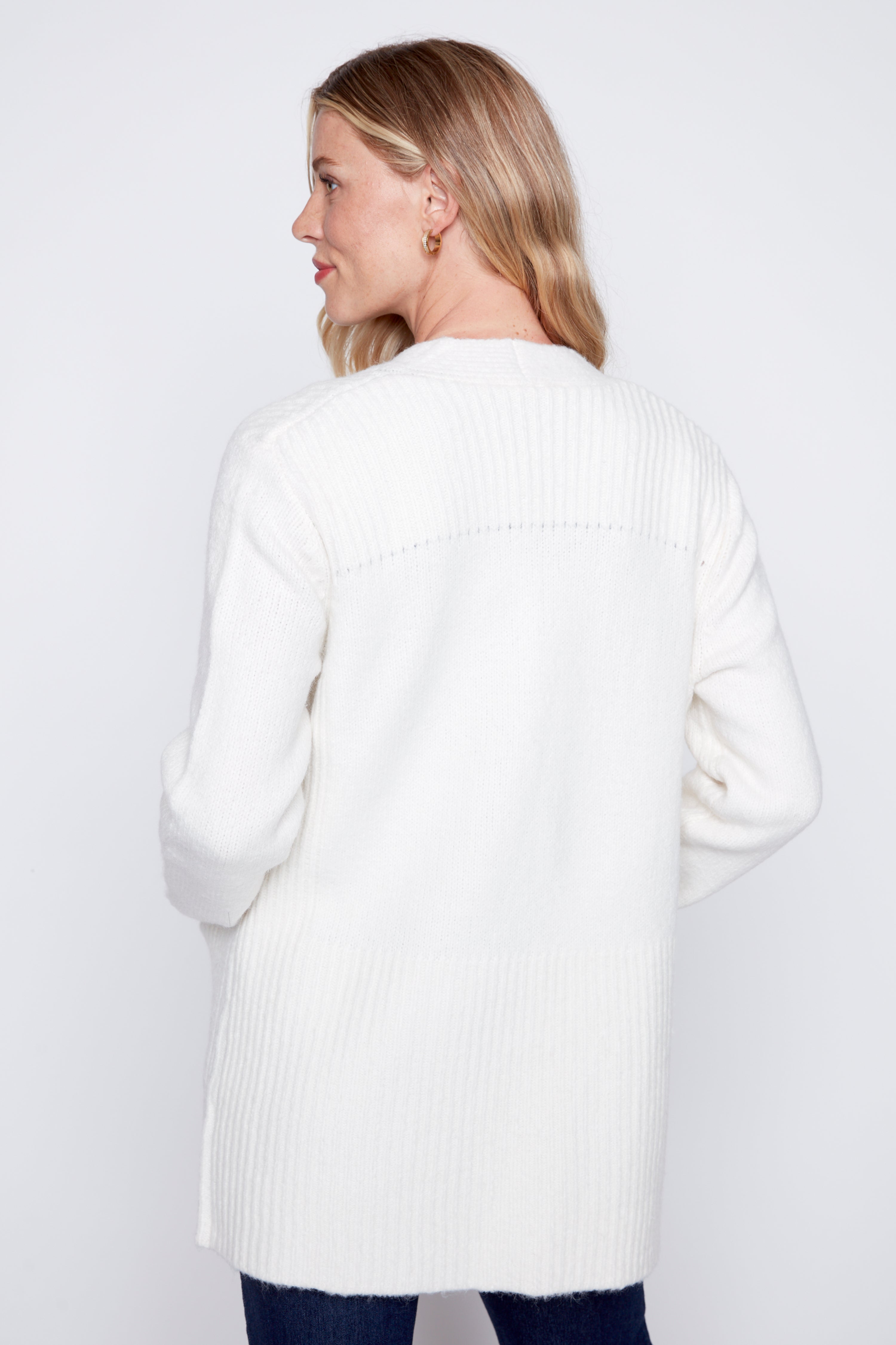 Solid judge collar cardigan