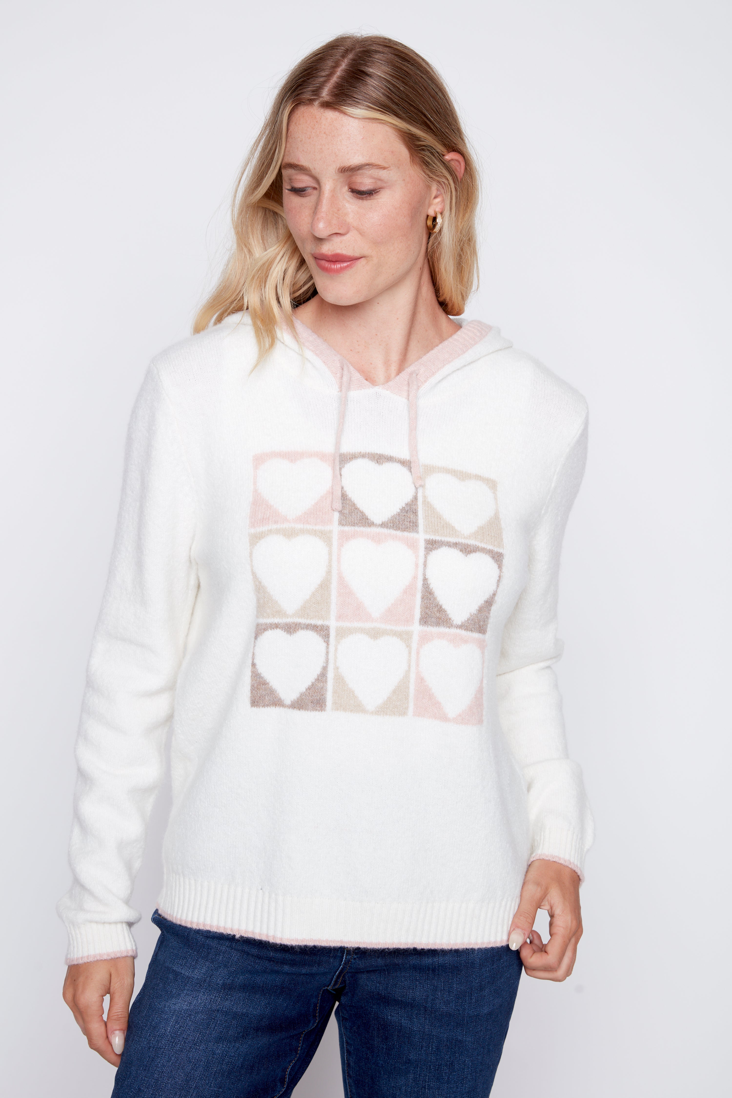 Heart squares design hoodie