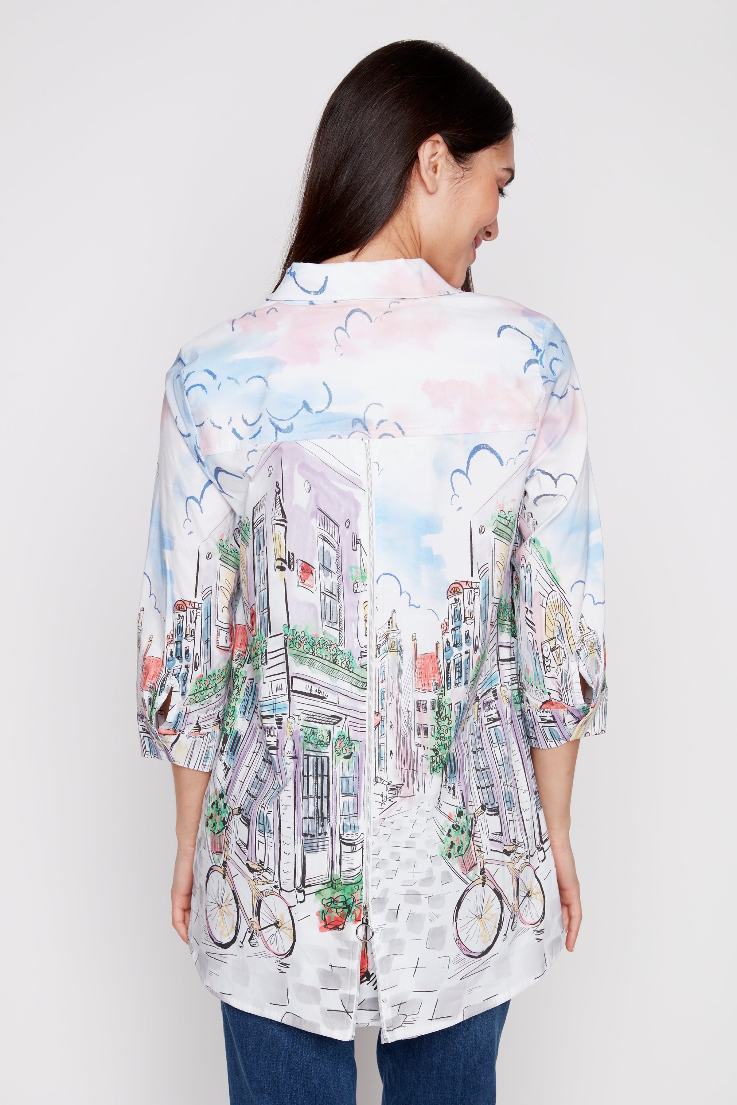 City print tunic blouse