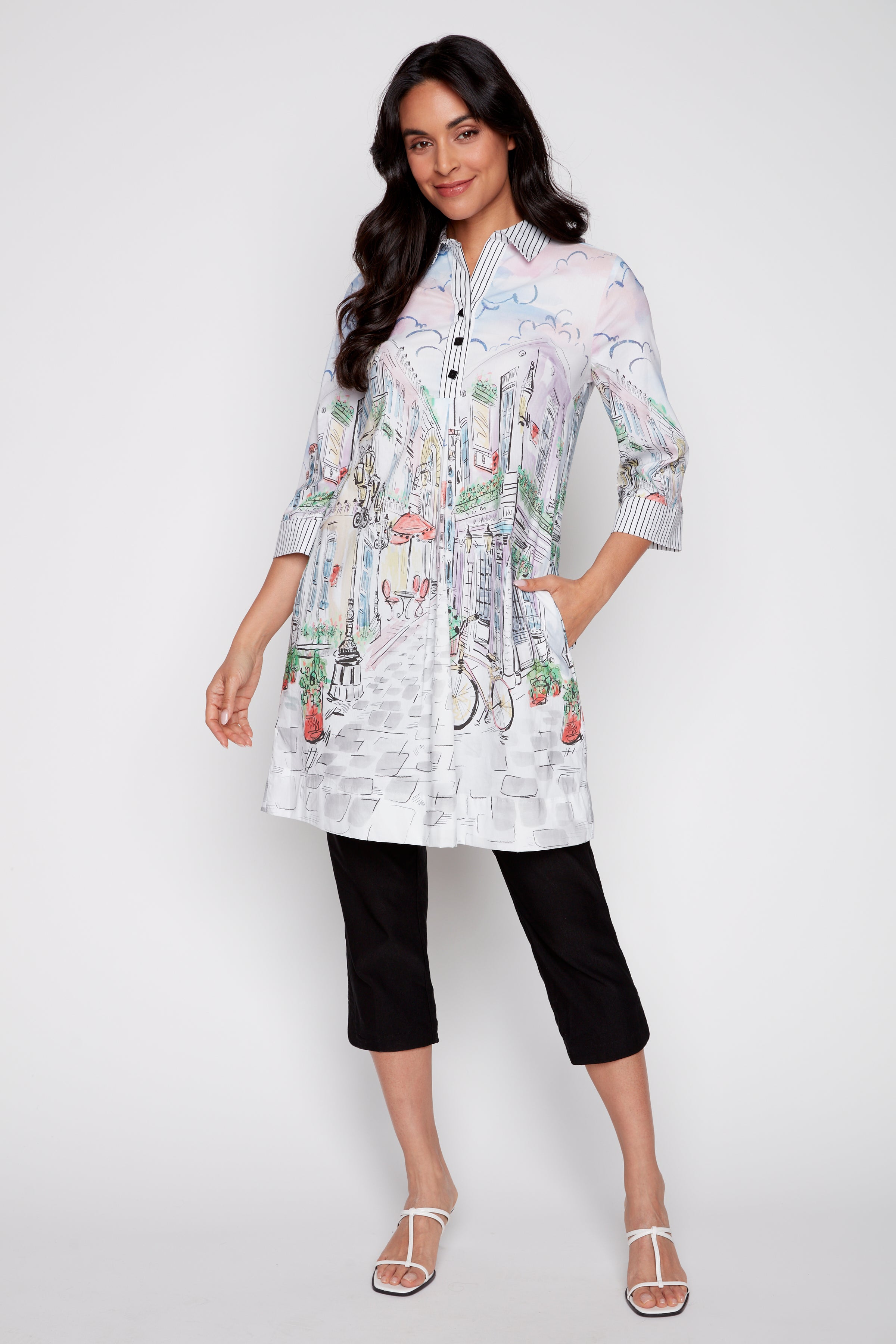 City print shirt dress