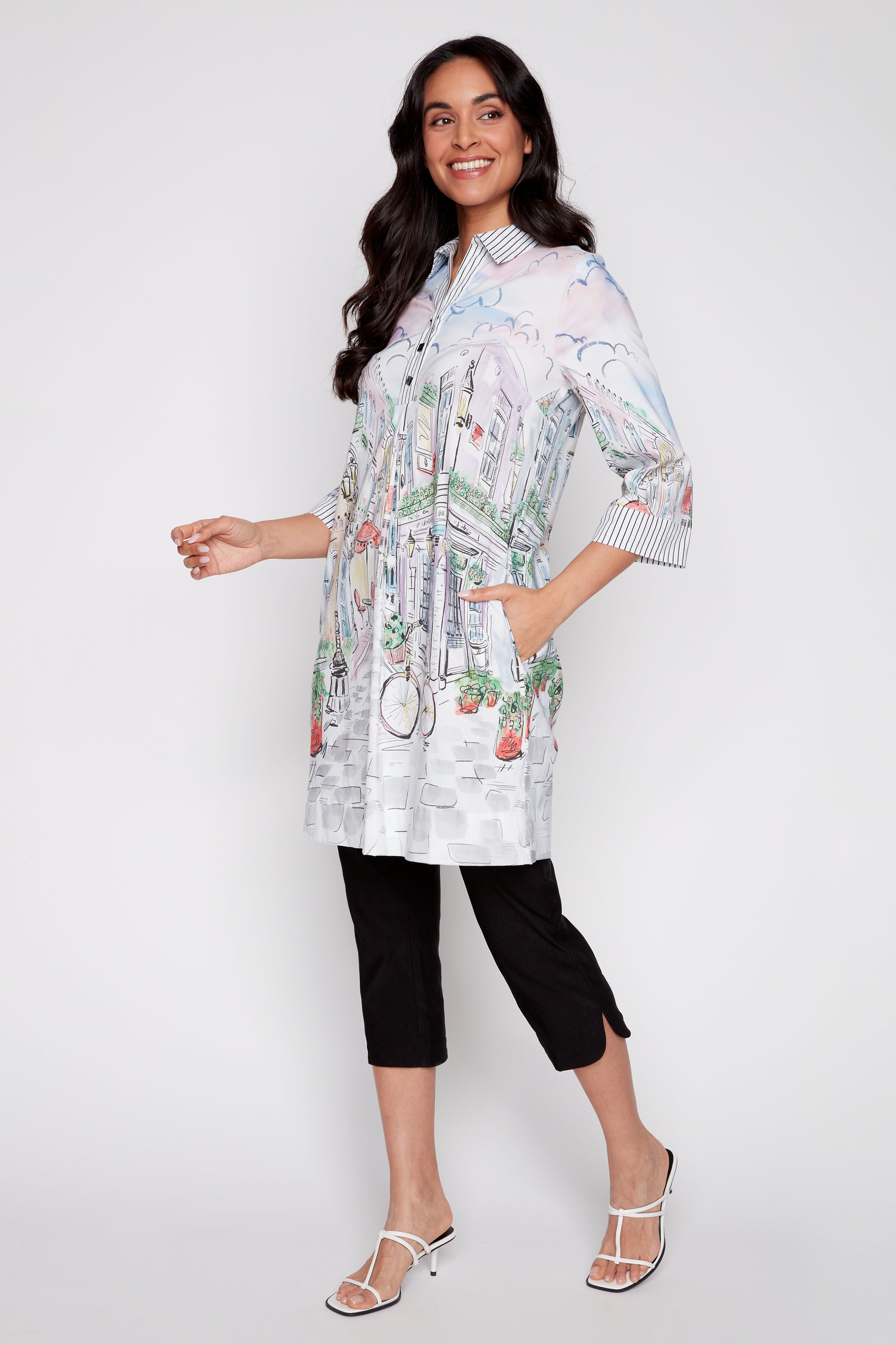 City print shirt dress