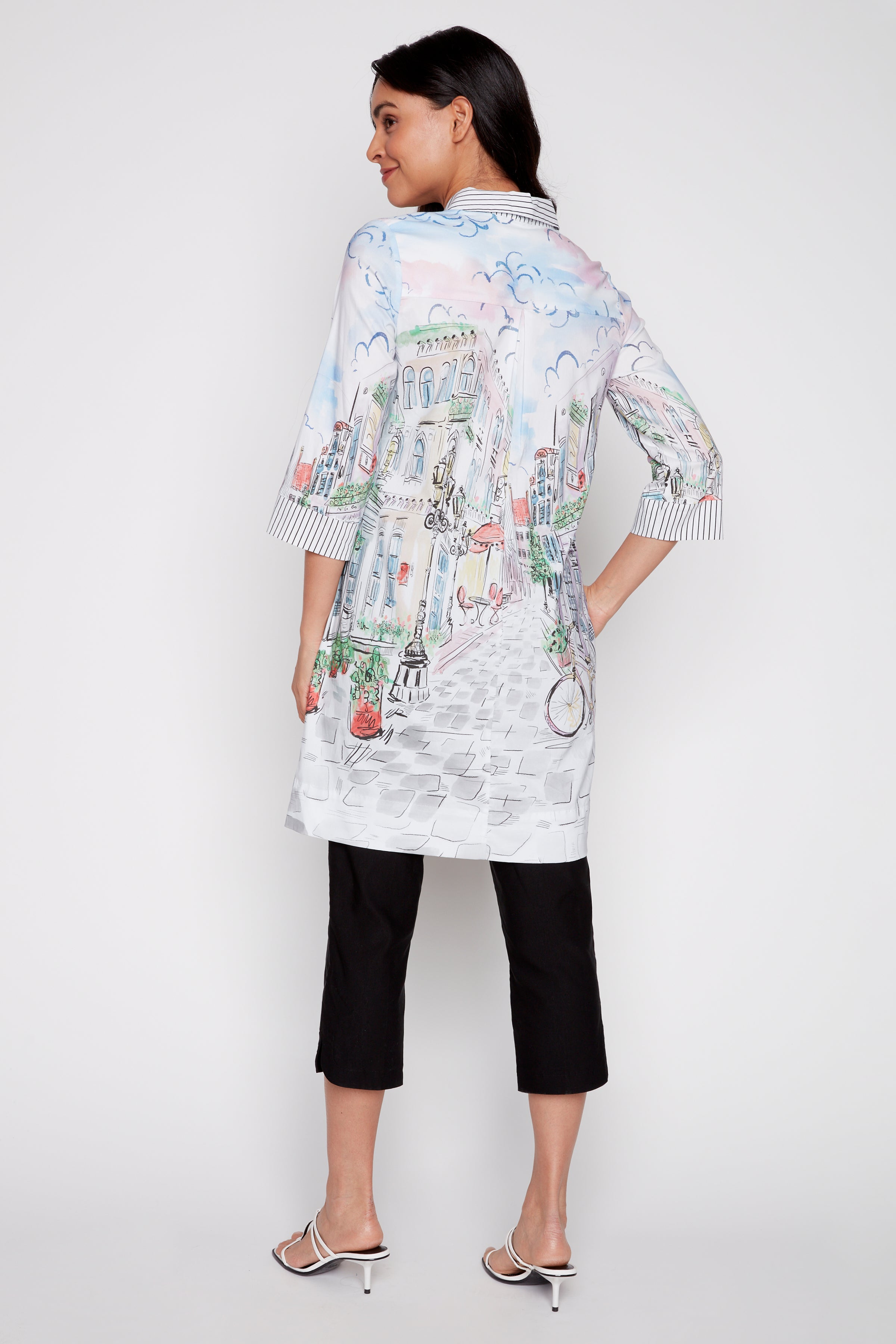 City print shirt dress