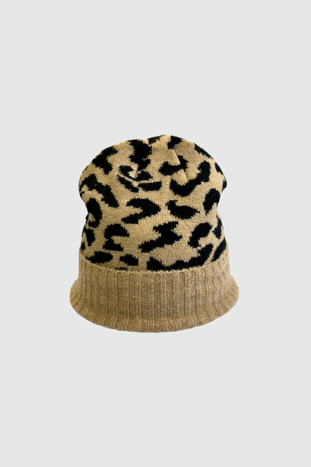 Animal print knit beanie