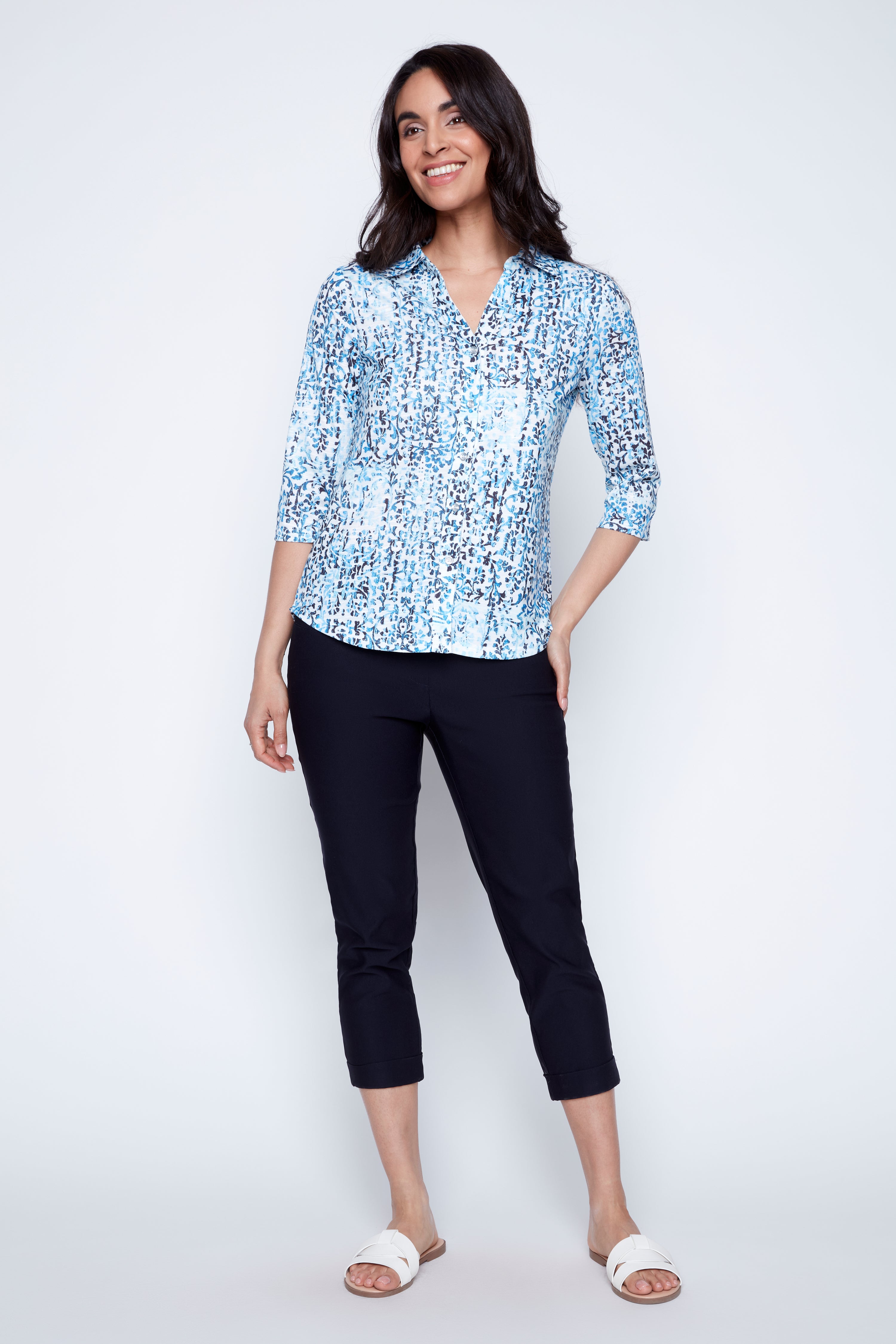 Abstract dot print blouse