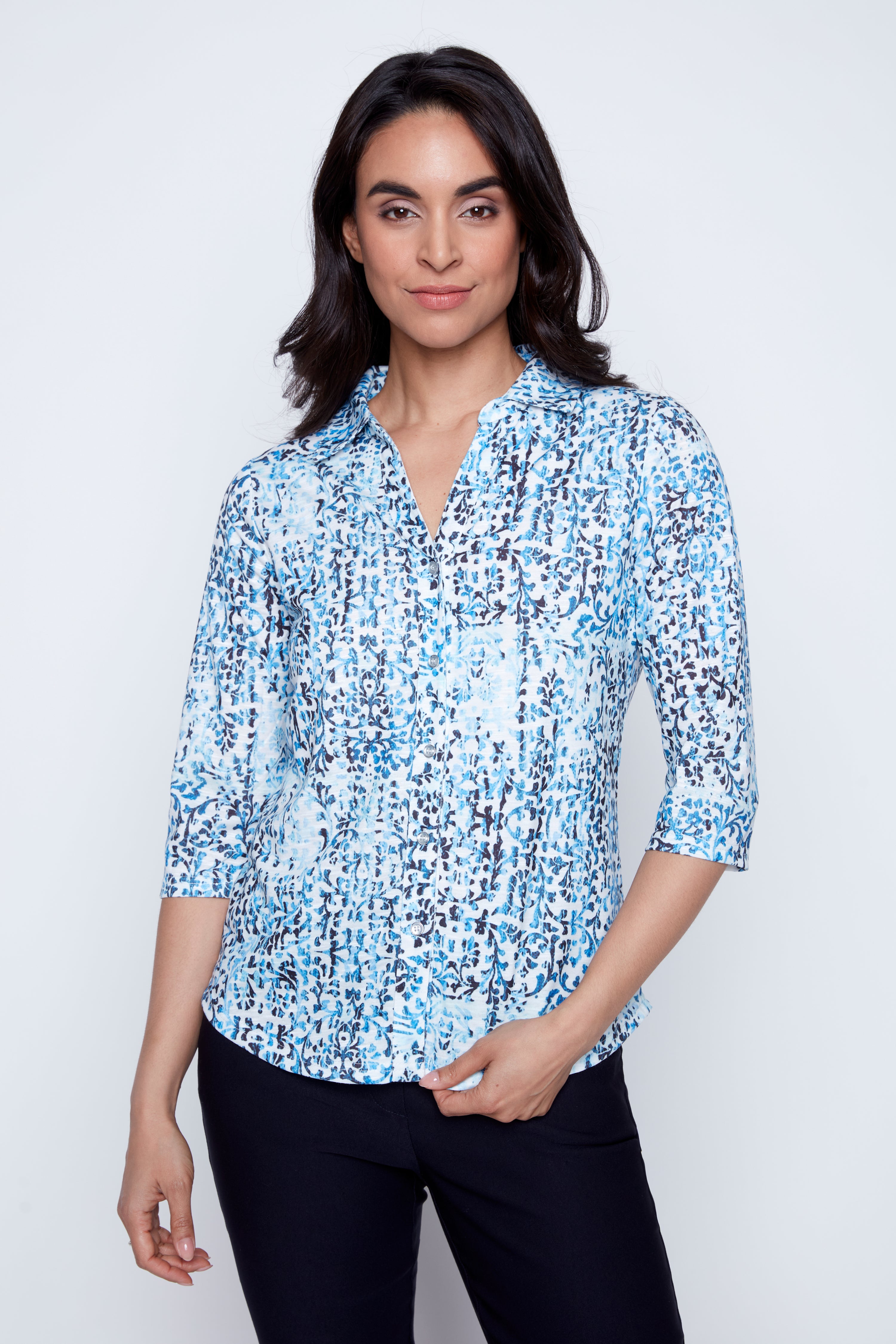 Abstract dot print blouse